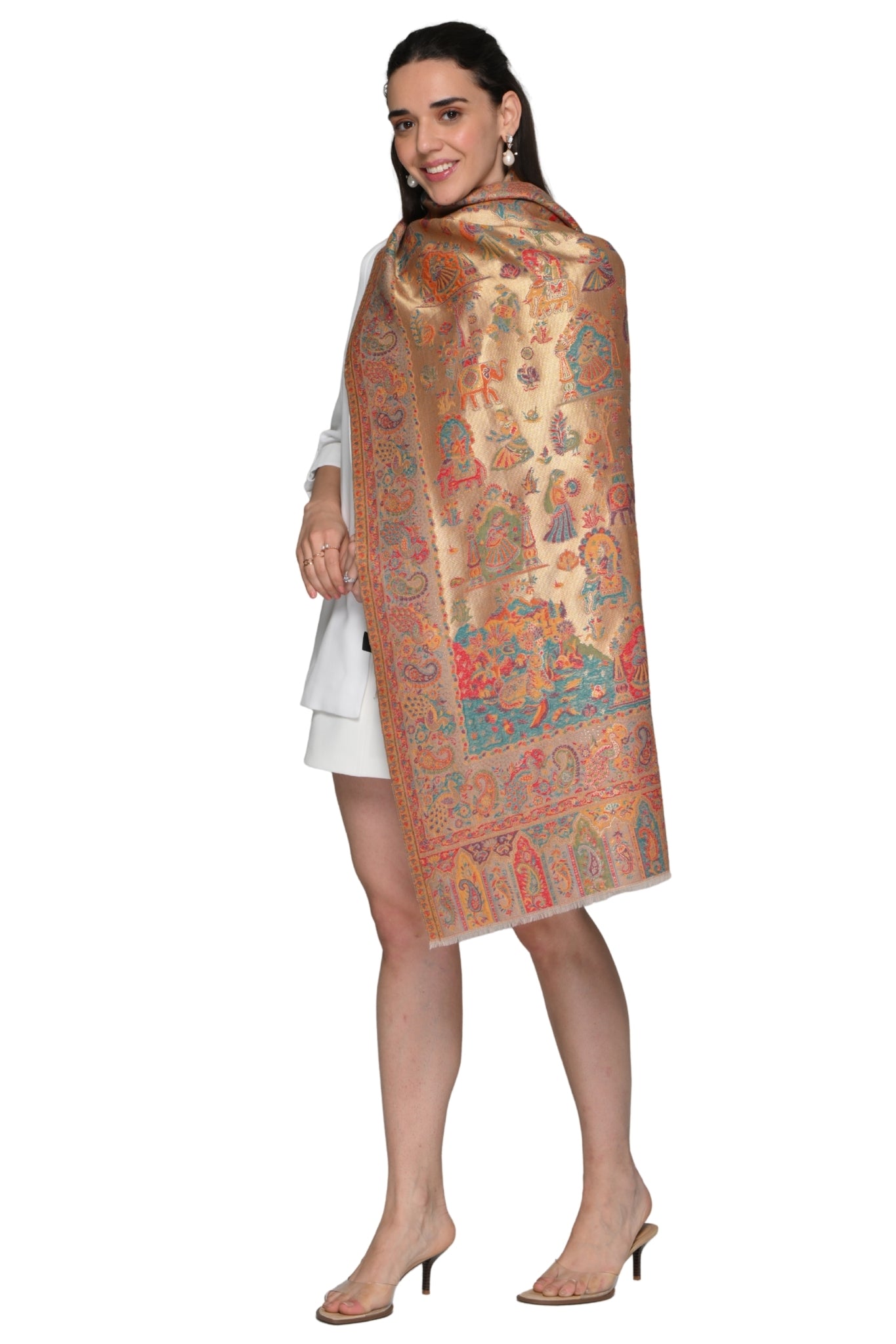 Taroob Resham Mughal Wool Stole