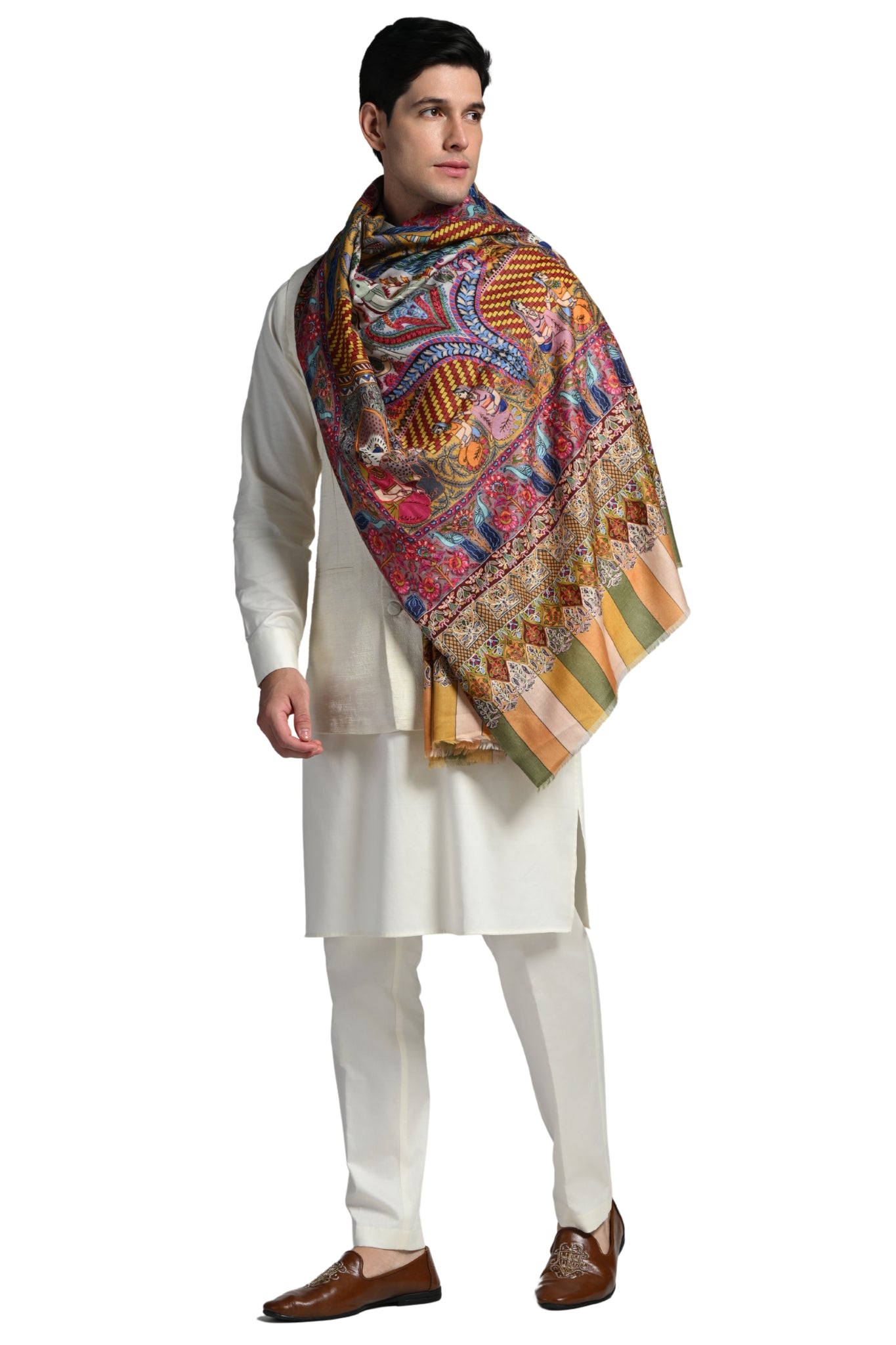 Taroob Royal Raj-Darbar Fine Wool Kalamkari Stole