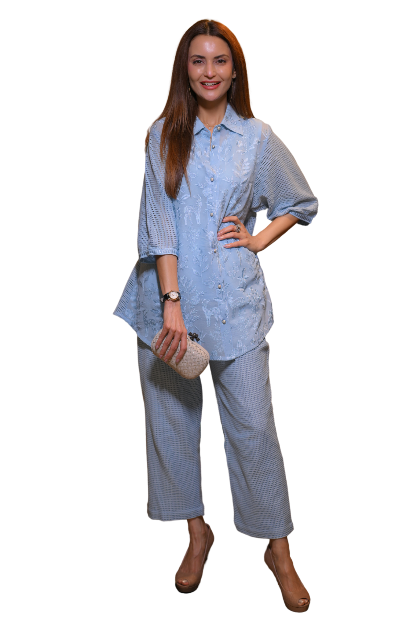 Taroob Embroidered Georgette Safari Co-ord Set