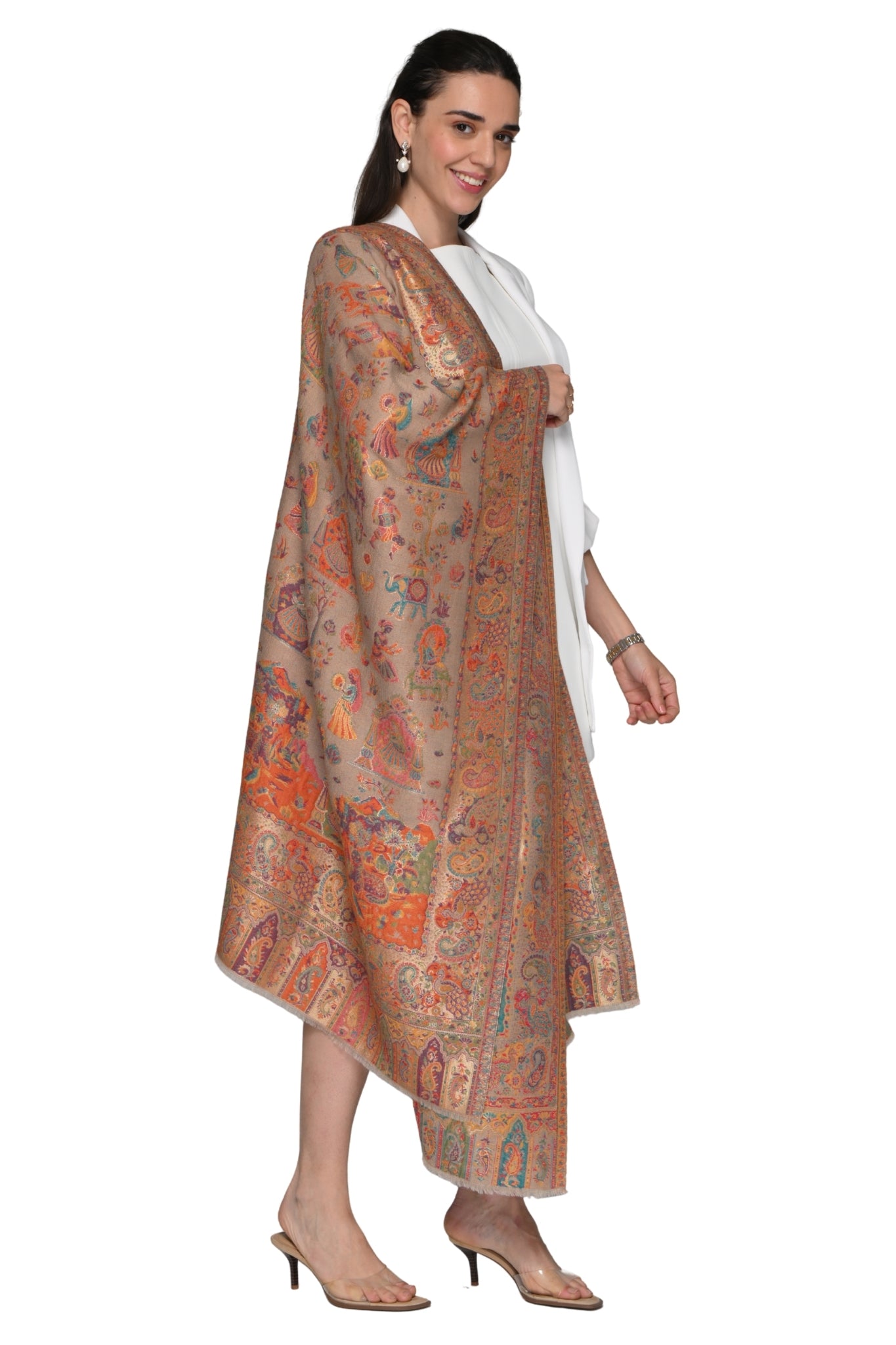 Taroob Resham Mughal Wool Stole