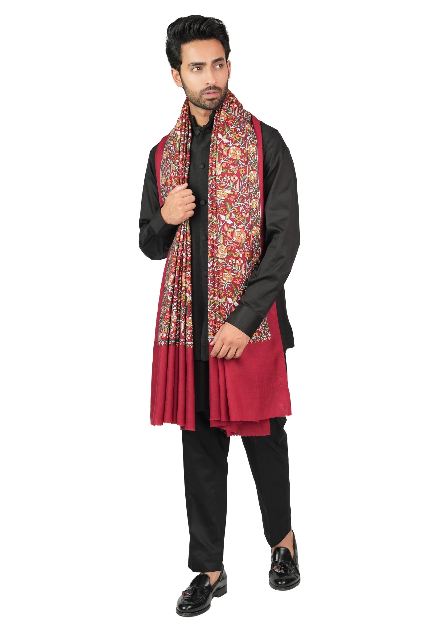 Taroob Floral Noir Embroidered Stole