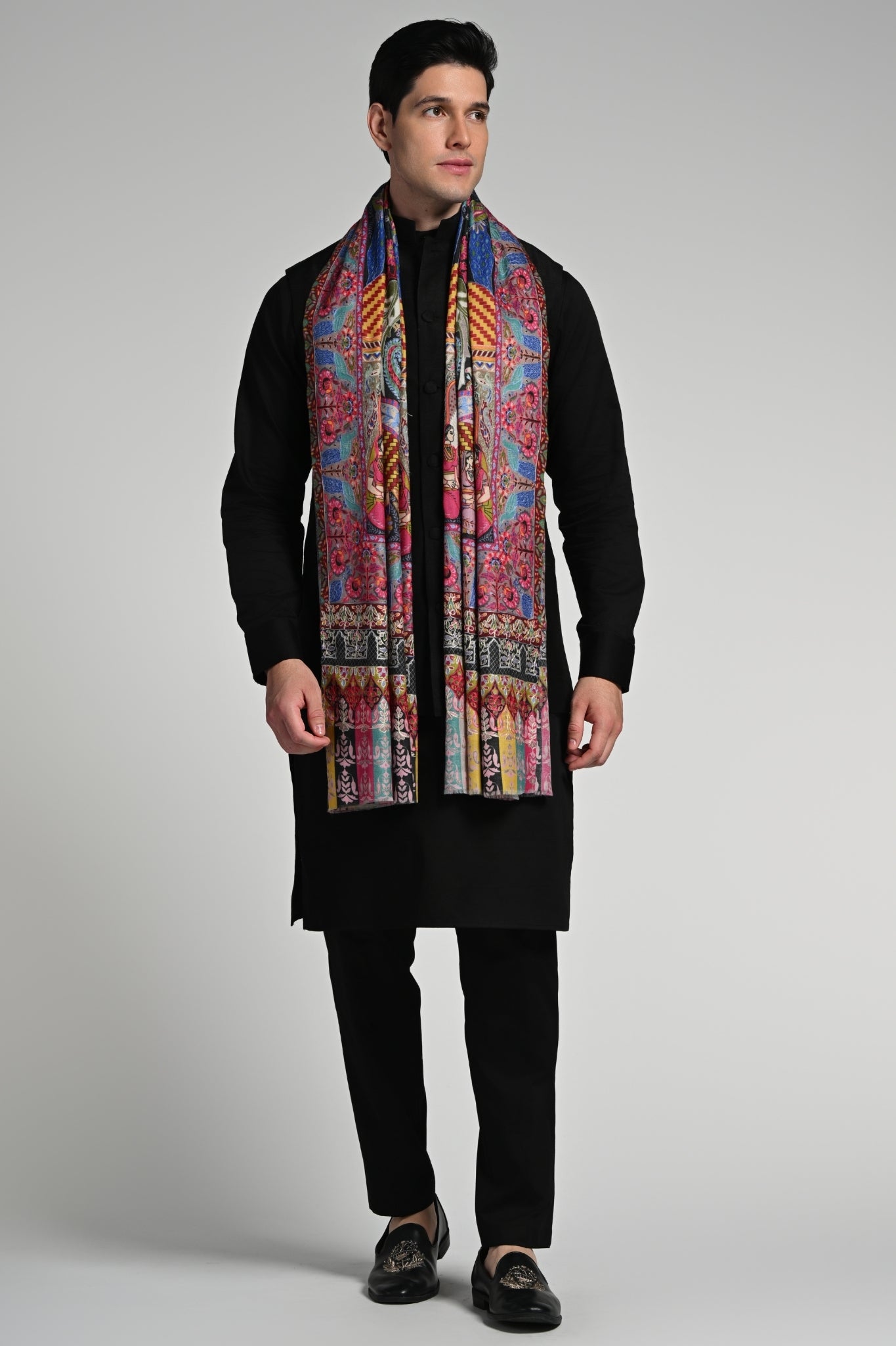 Taroob Royal Raj-Darbar Fine Wool Kalamkari Stole