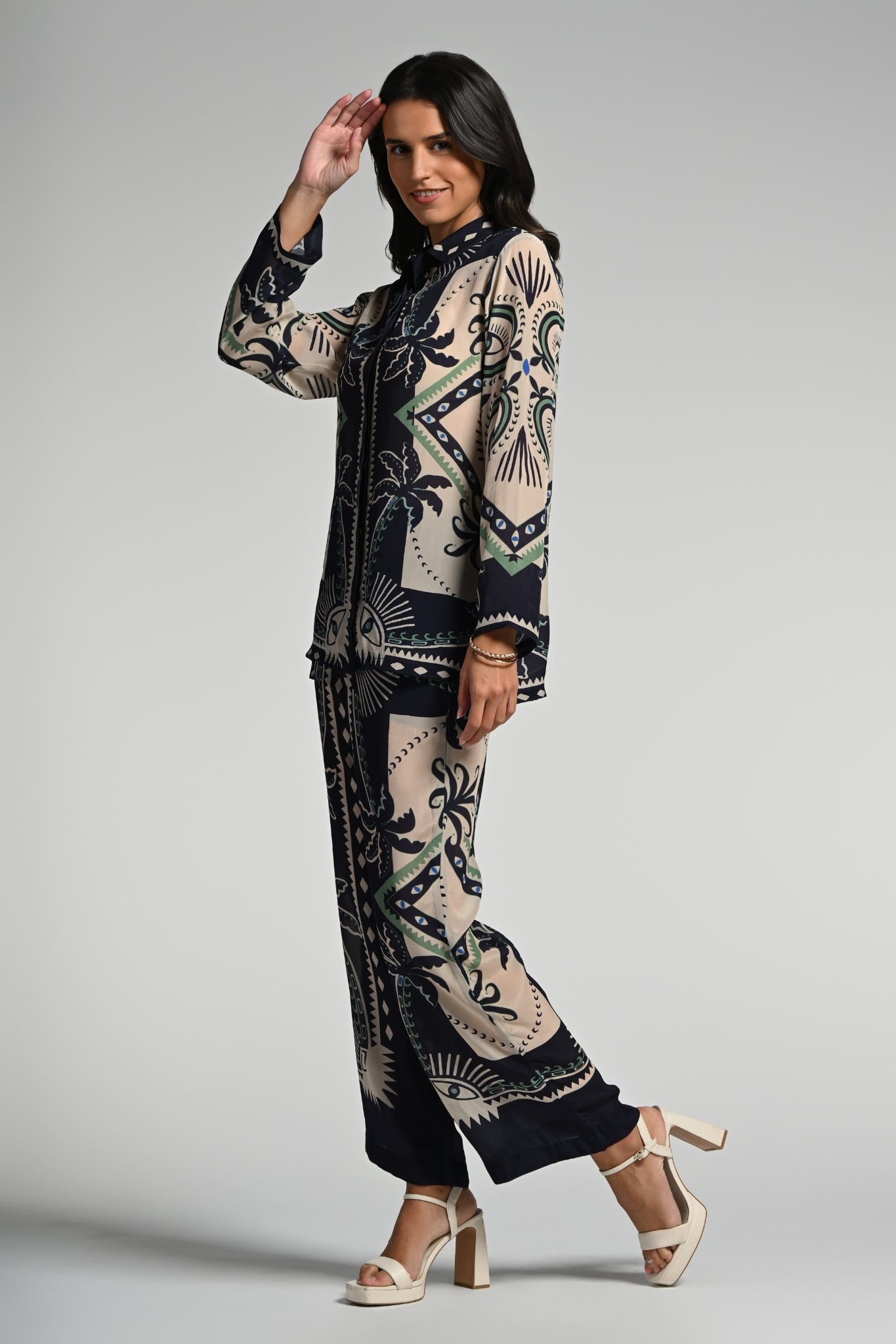 Geo Palms Co-ord Set – Women's Coords & Shirts – View 8 | Taroob