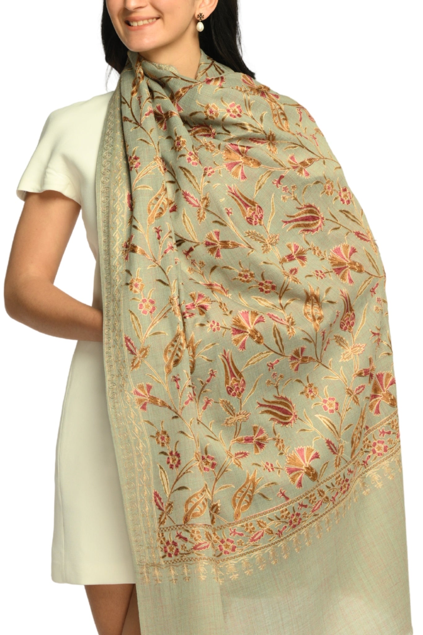 Taroob Tulip Garden Embroidered  Stole