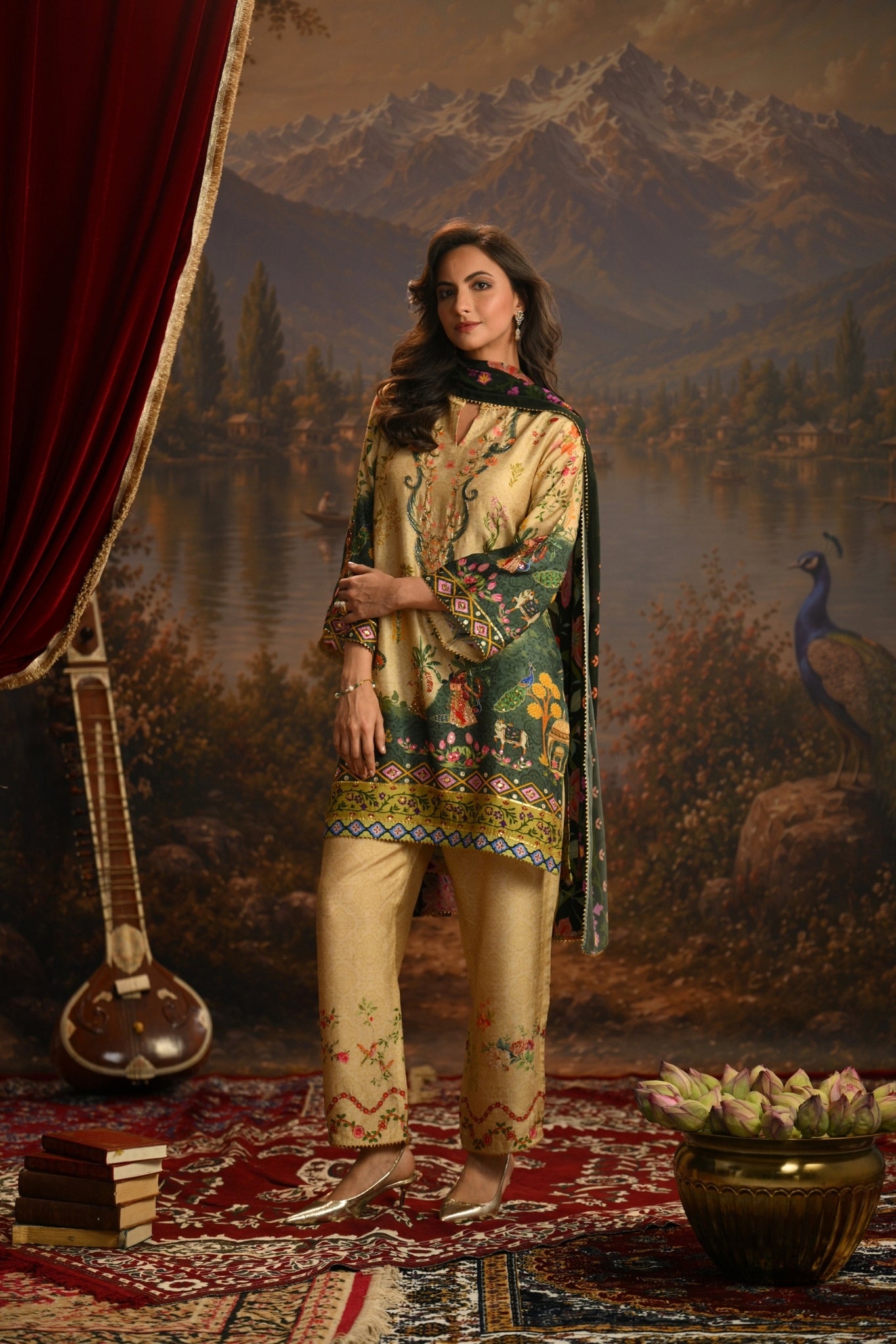 Beige Bagh-e-Shahi Embroidered Kurta Set Taroob