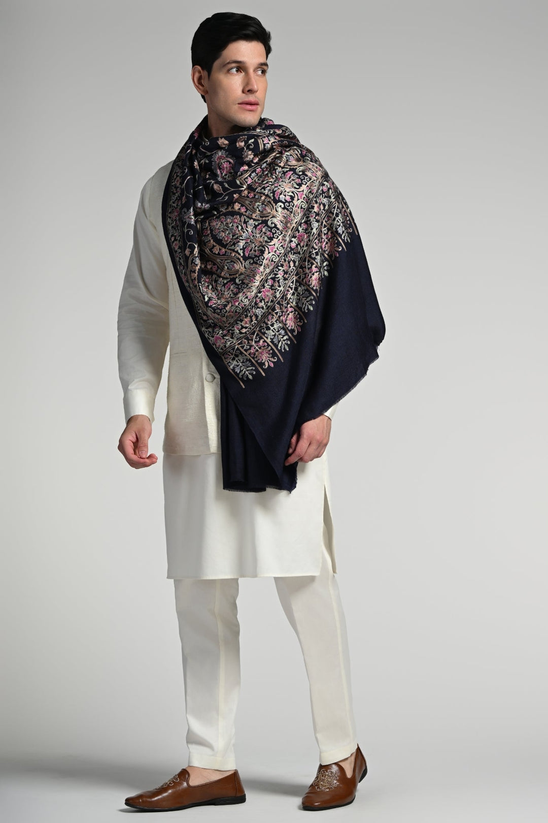 Taroob Wool Silk Kashmiri Embroidered Stole