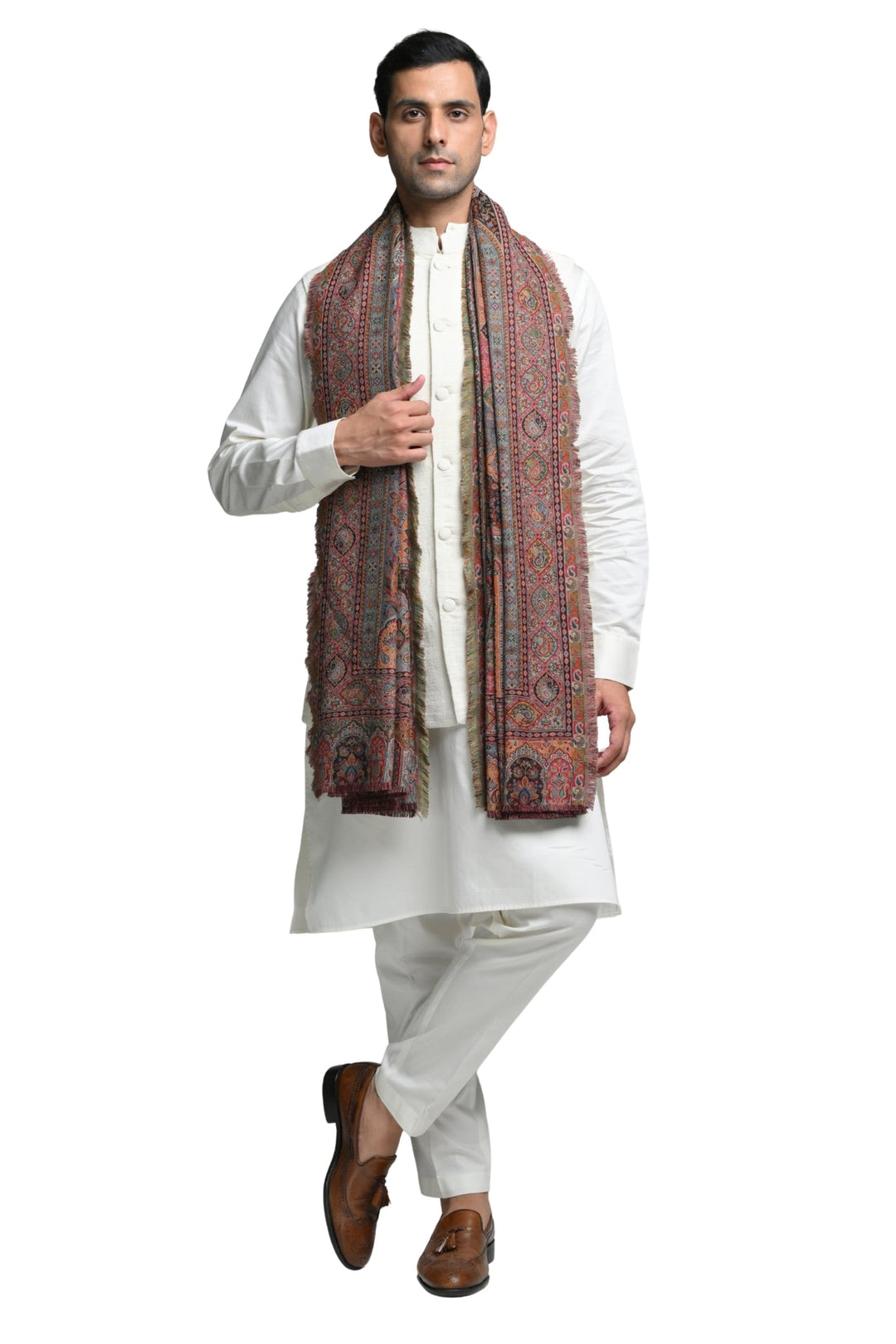 Taroob Faux Pashmina Antique Jamawar Shawl