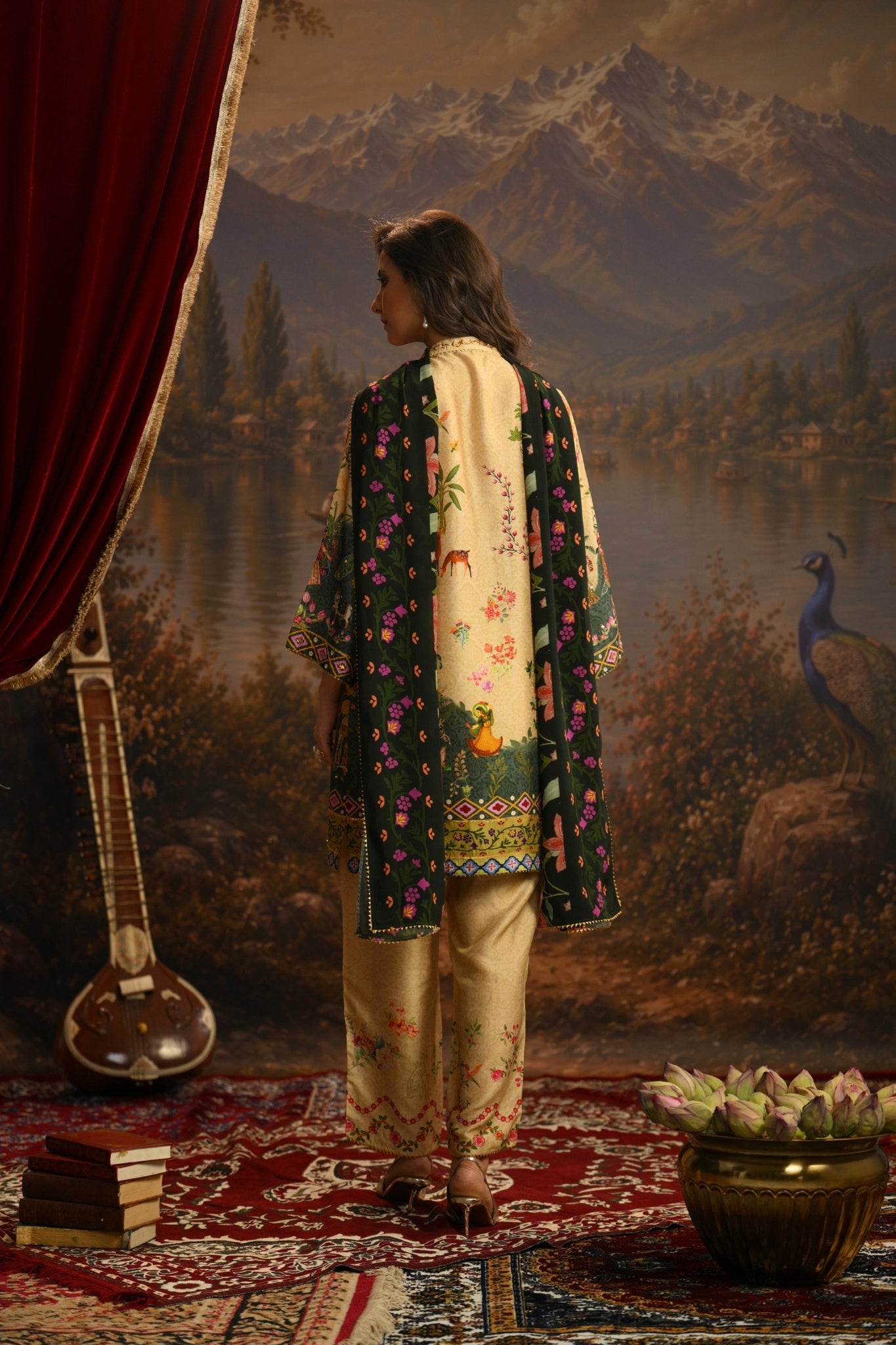 Beige Bagh-e-Shahi Embroidered Kurta Set Taroob