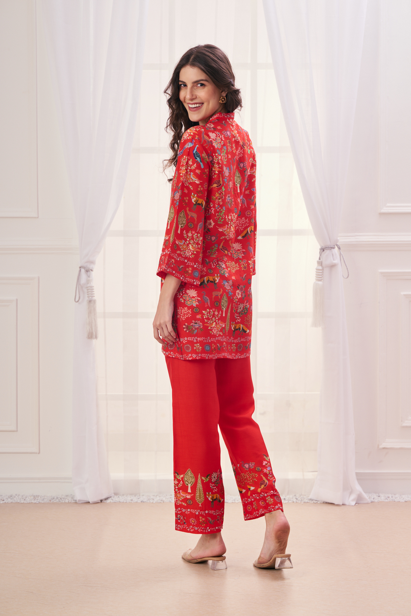 Taroob Silk Linen Safari Co-ord Set with Embroidered Highlights
