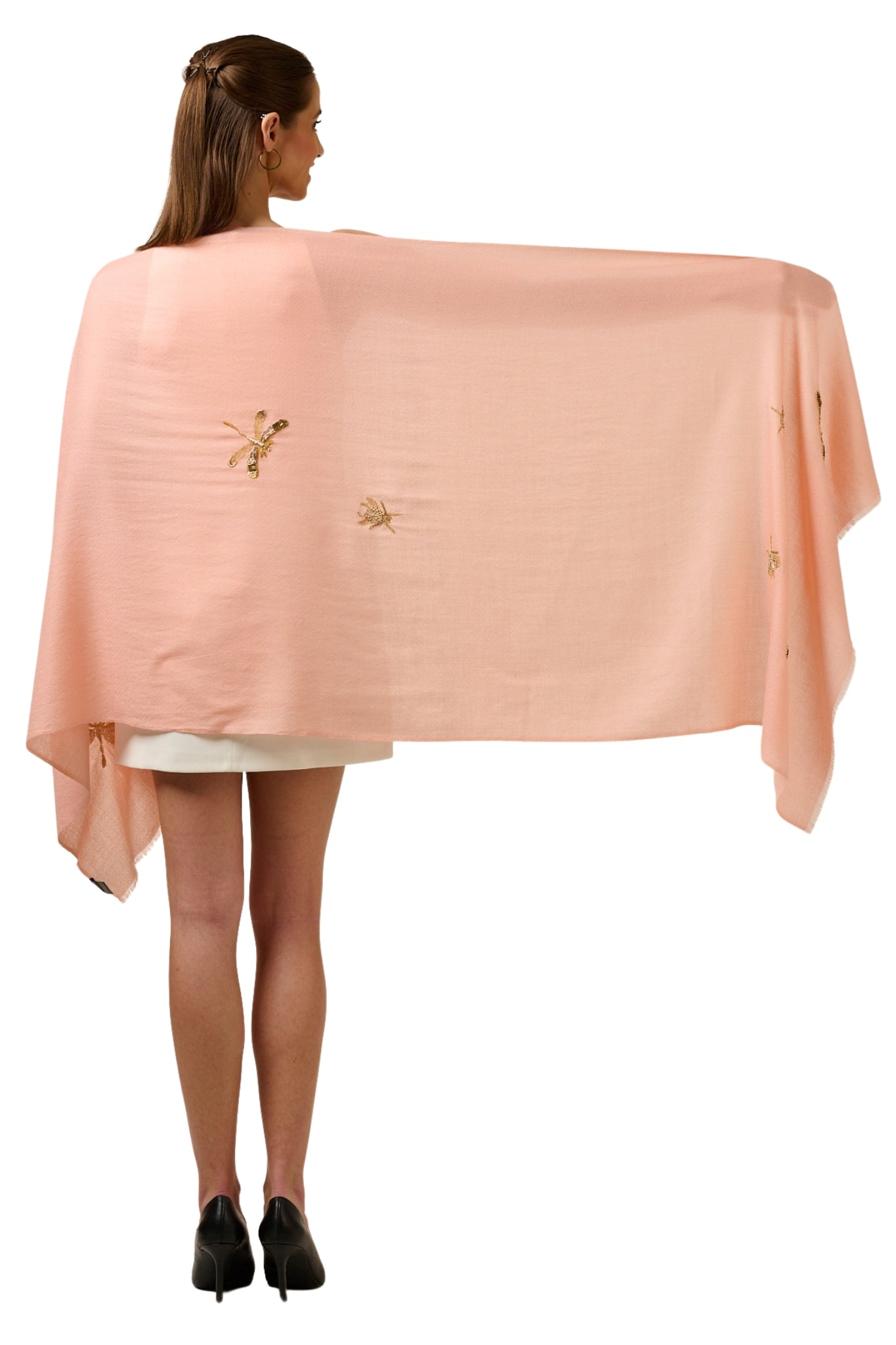 Taroob Wool Silk Embroidered Bugs Stole