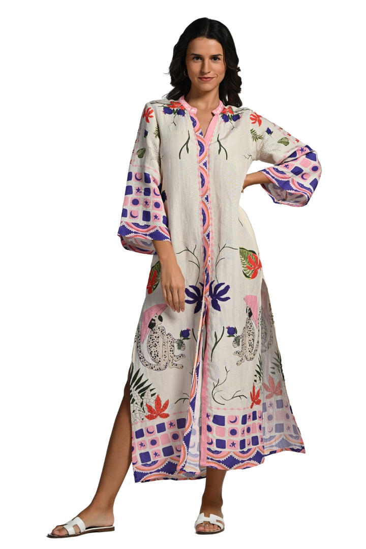 Taroob Monkey Pop Linen Maxi Dress