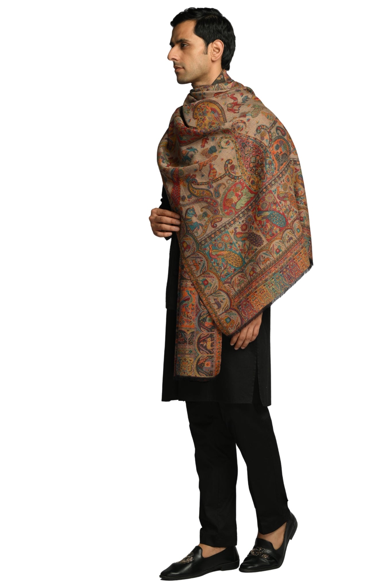 Taroob Luxe Paisley Merino Wool Mughal  Stole