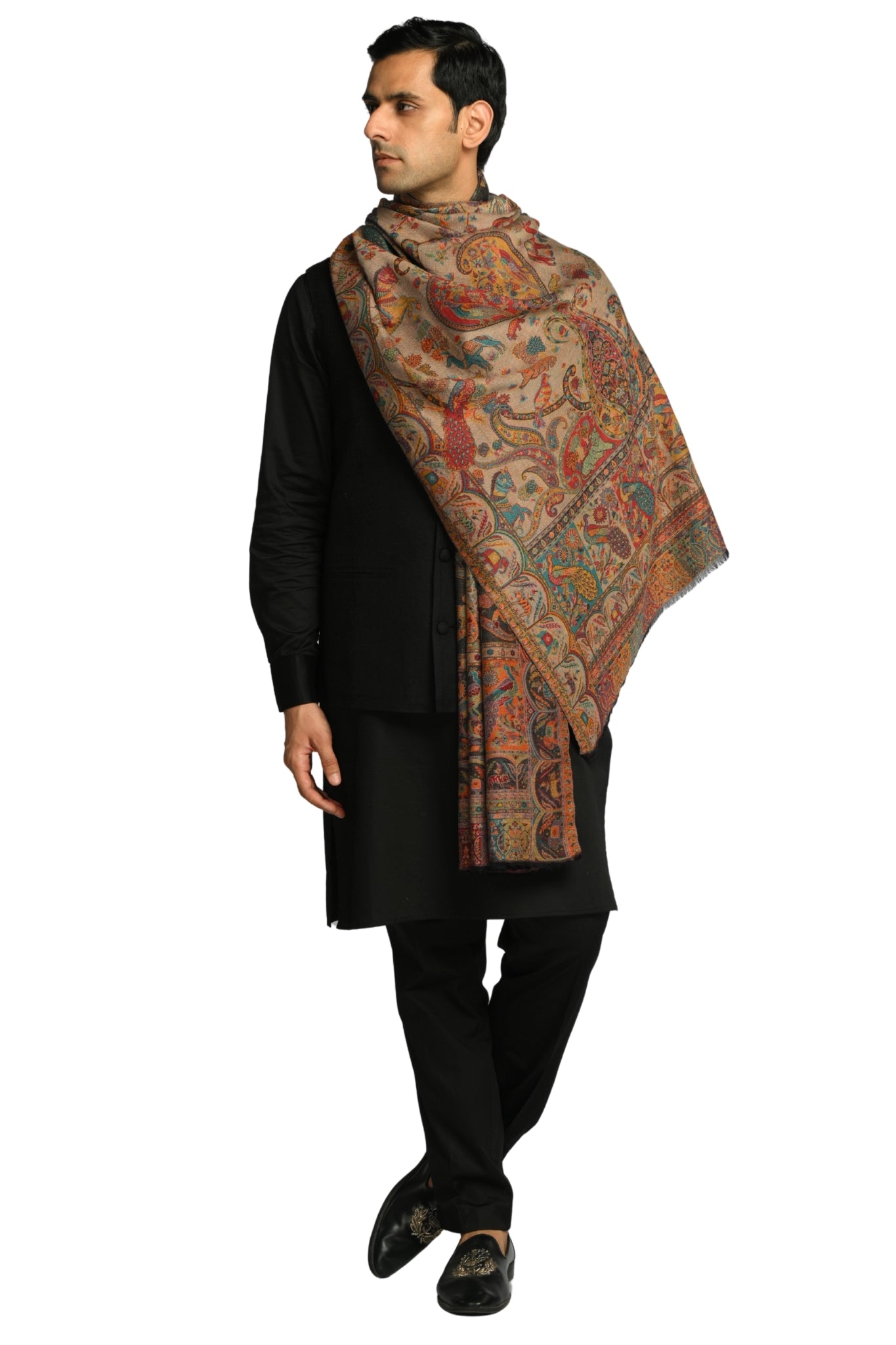 Taroob Luxe Paisley Merino Wool Mughal  Stole