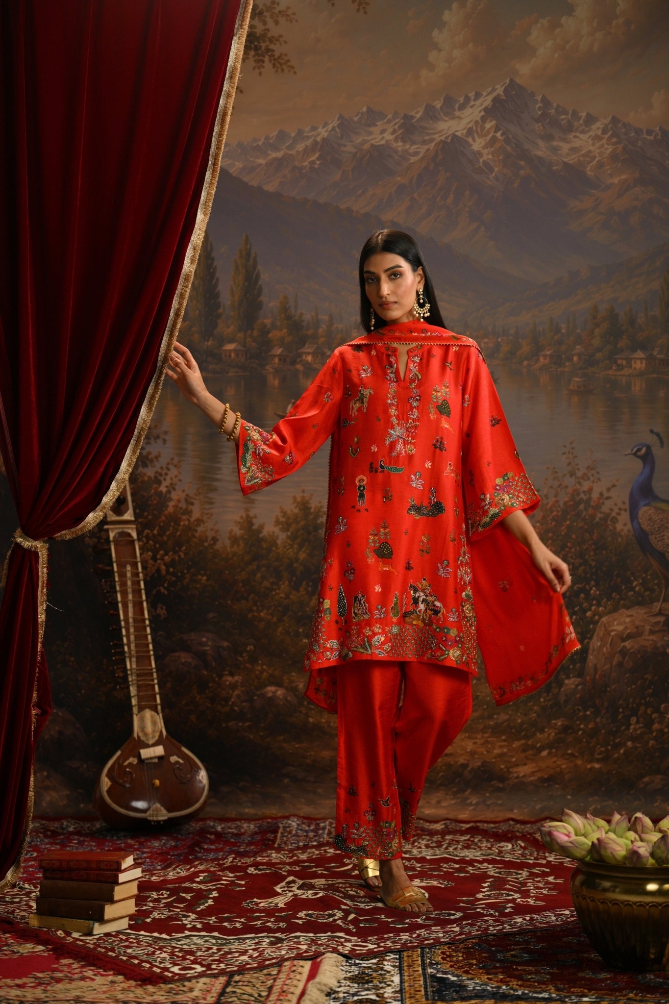 Laal Darbar Embroidered Kurta Set Taroob