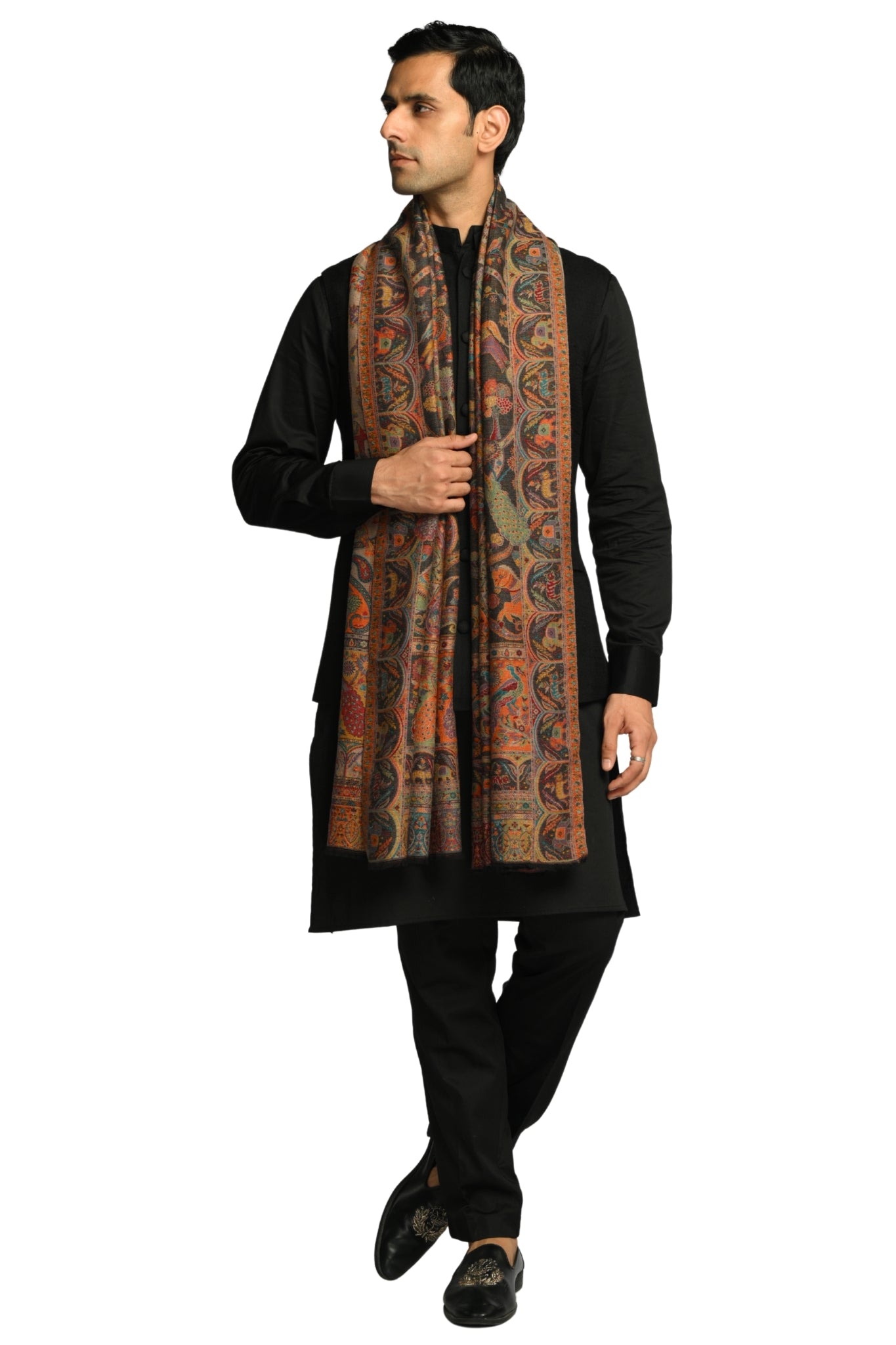 Taroob Luxe Paisley Merino Wool Mughal  Stole