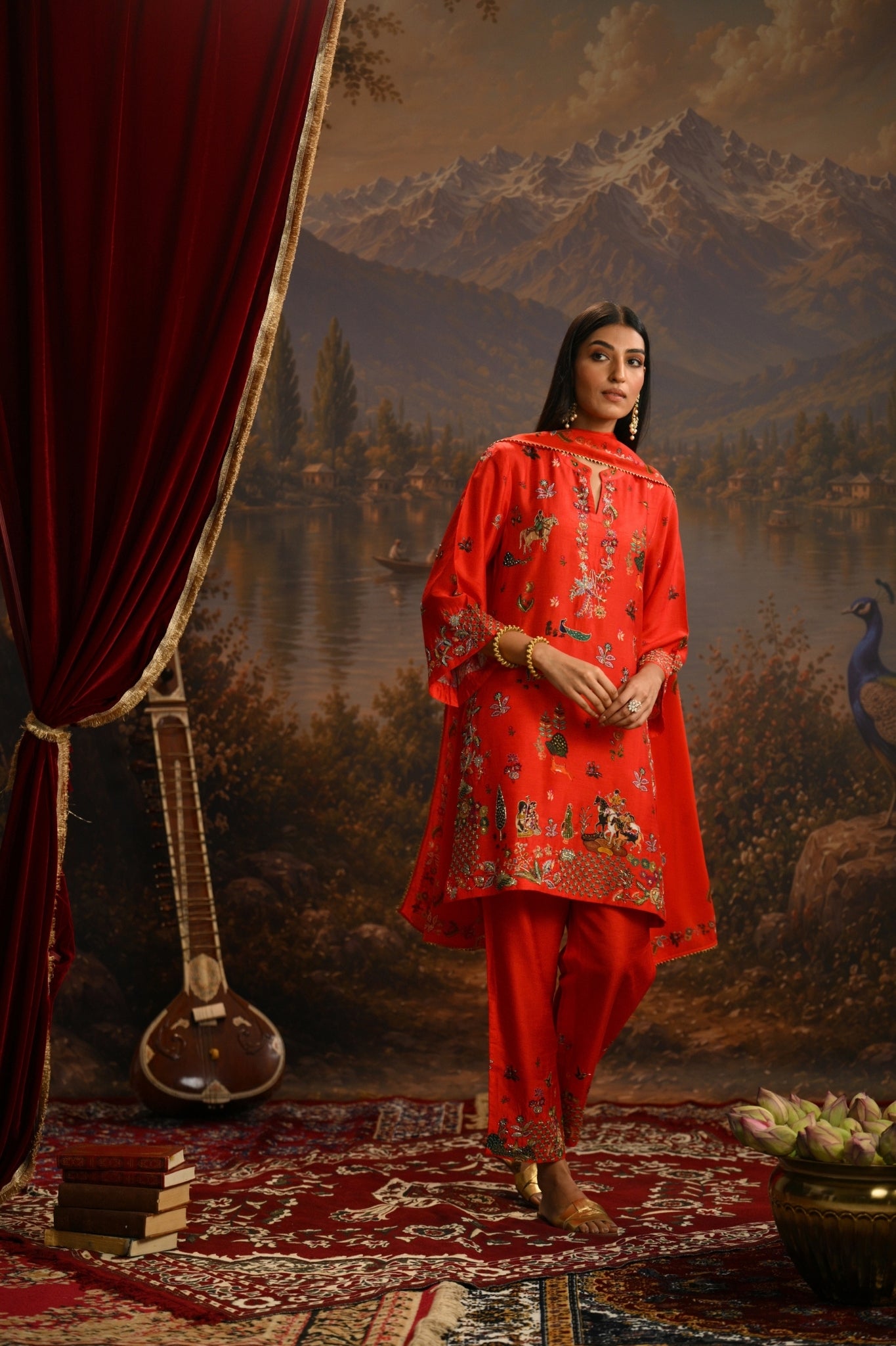 Laal Darbar Embroidered Kurta Set Taroob