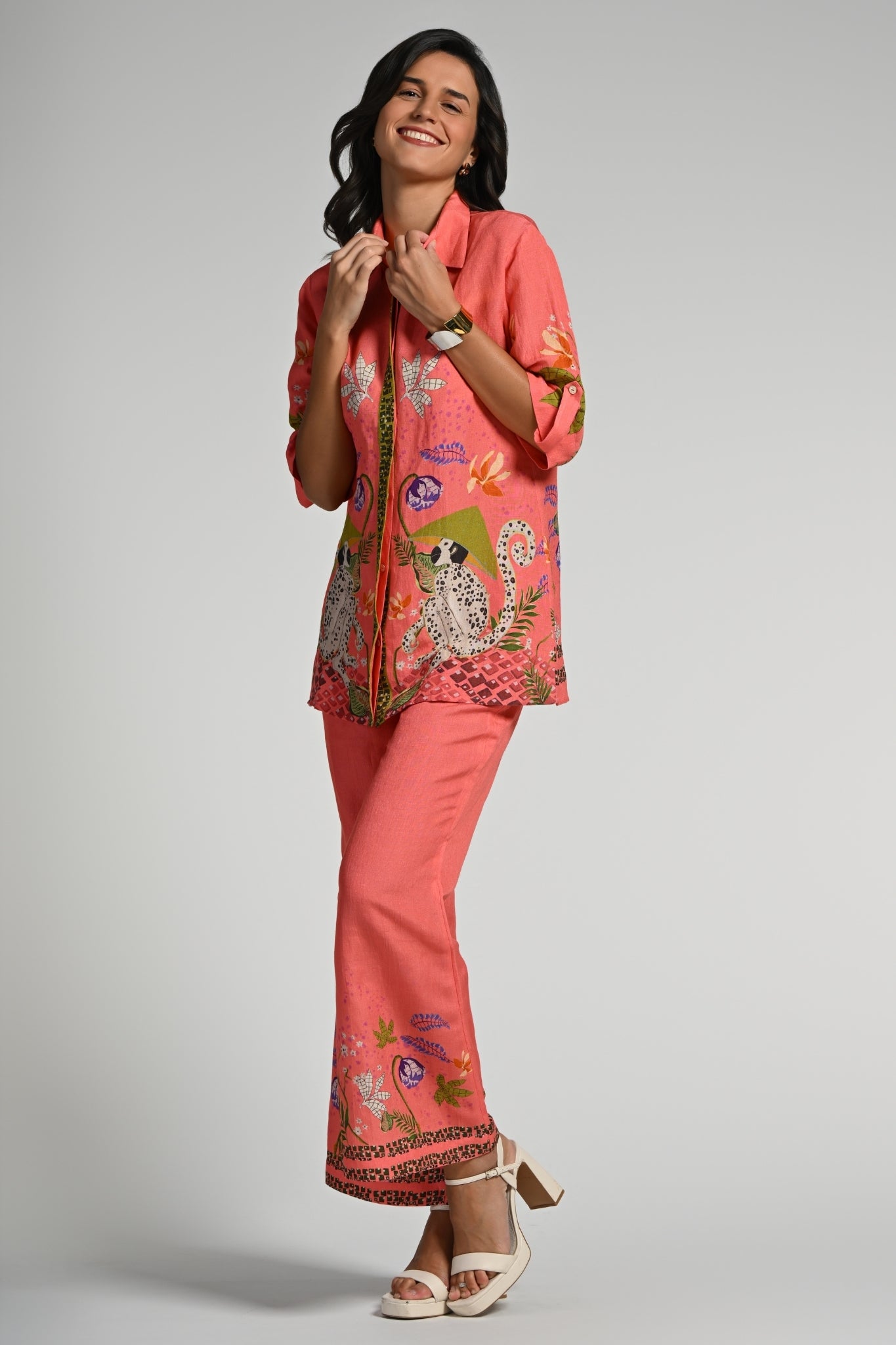 Taroob Monkey Pop Linen Coord Set