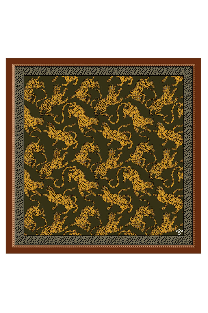Taroob Silk Linen Leopard Pocket Square