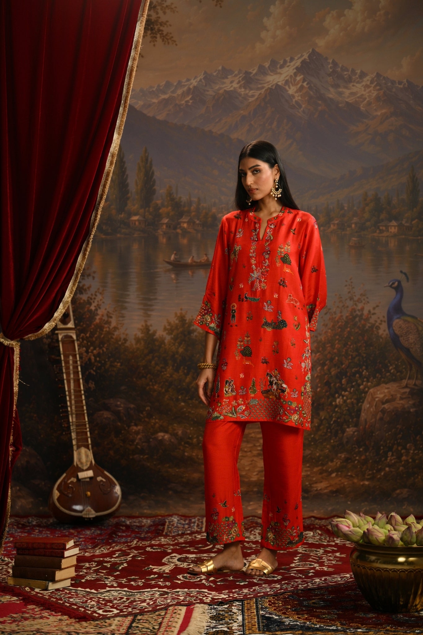 Laal Darbar Embroidered Kurta Set Taroob