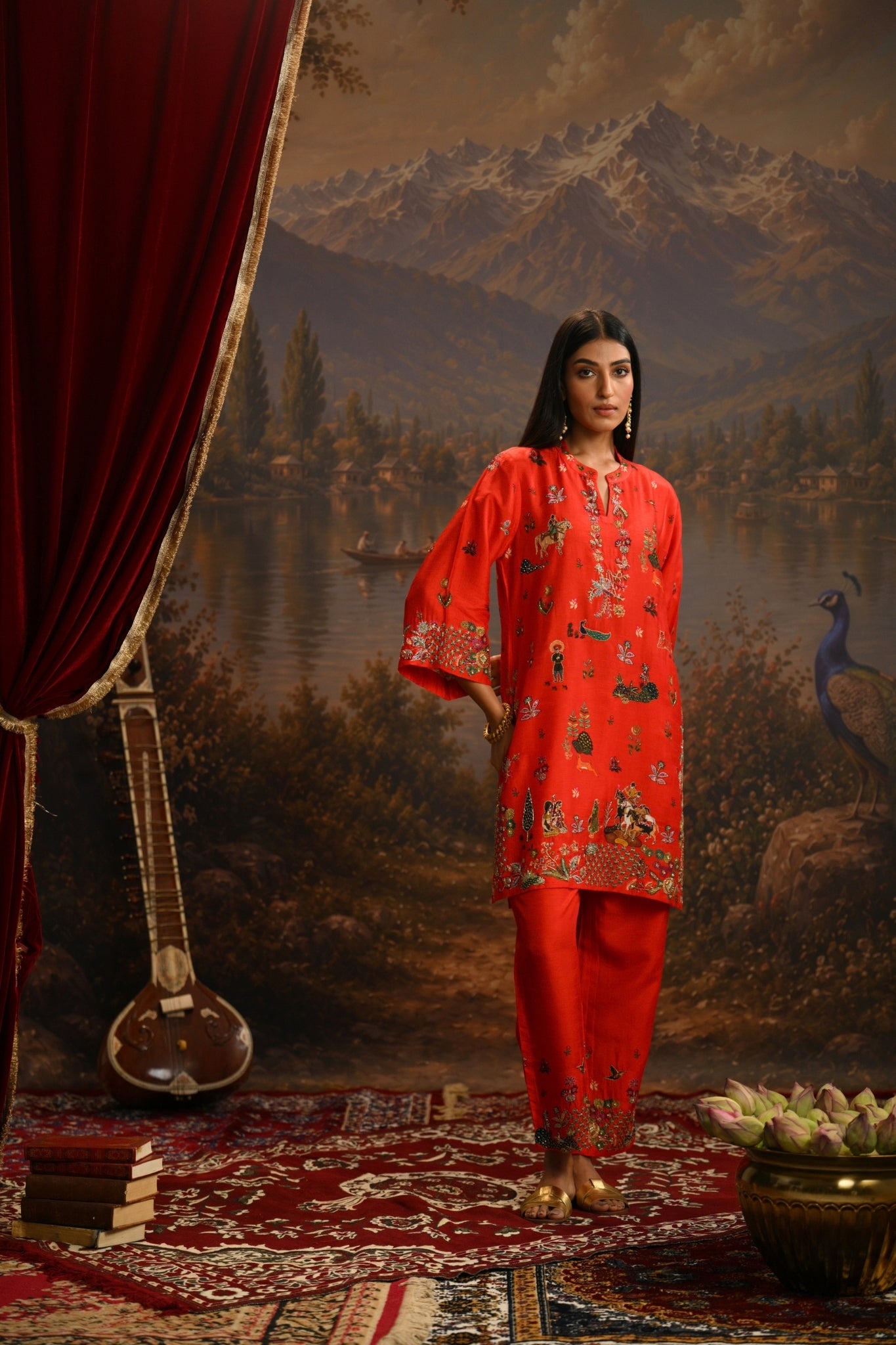Laal Darbar Embroidered Kurta Set Taroob