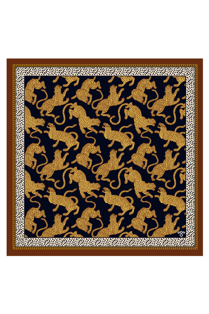 Taroob Silk Linen Leopard Pocket Square