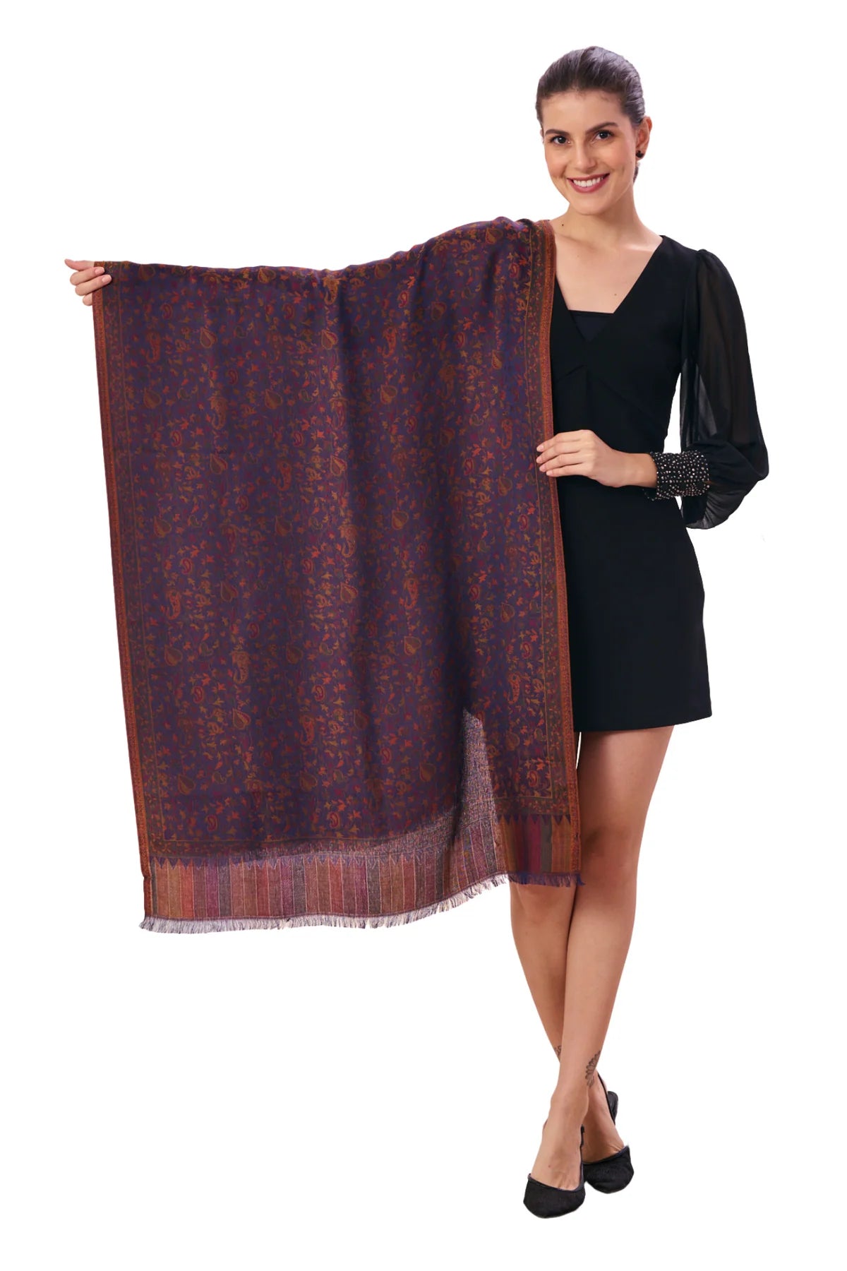 Navy Silk Jamawar Stole - Unisex Gift Box - NEW LAUNCH - TAROOB