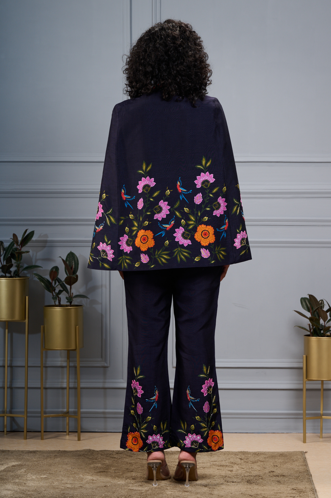 Taroob Floral Embroidered Silk Linen Co-ord Set