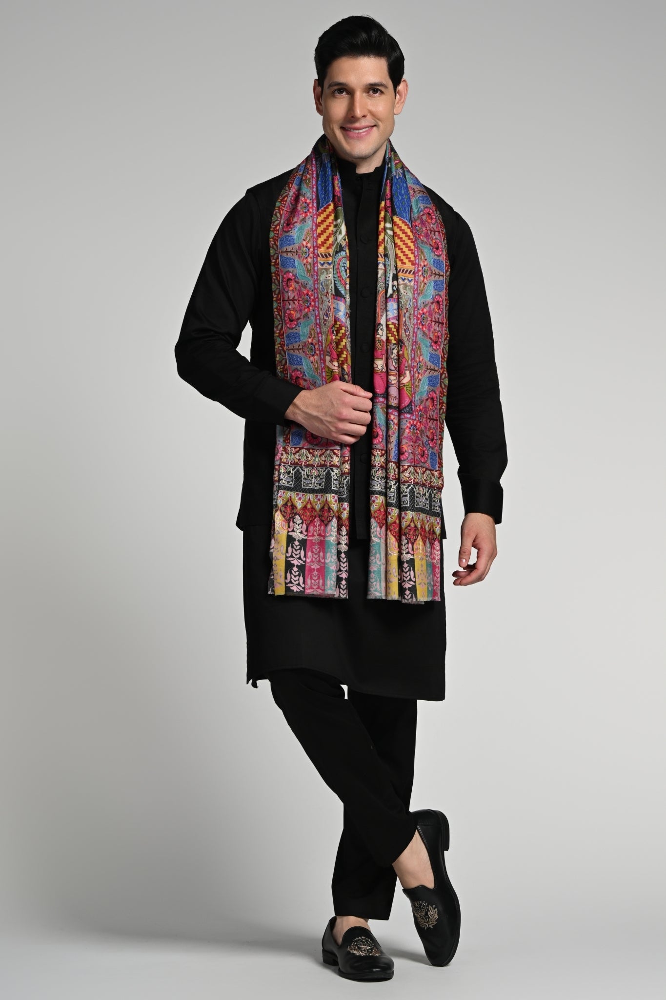 Taroob Royal Raj-Darbar Fine Wool Kalamkari Stole