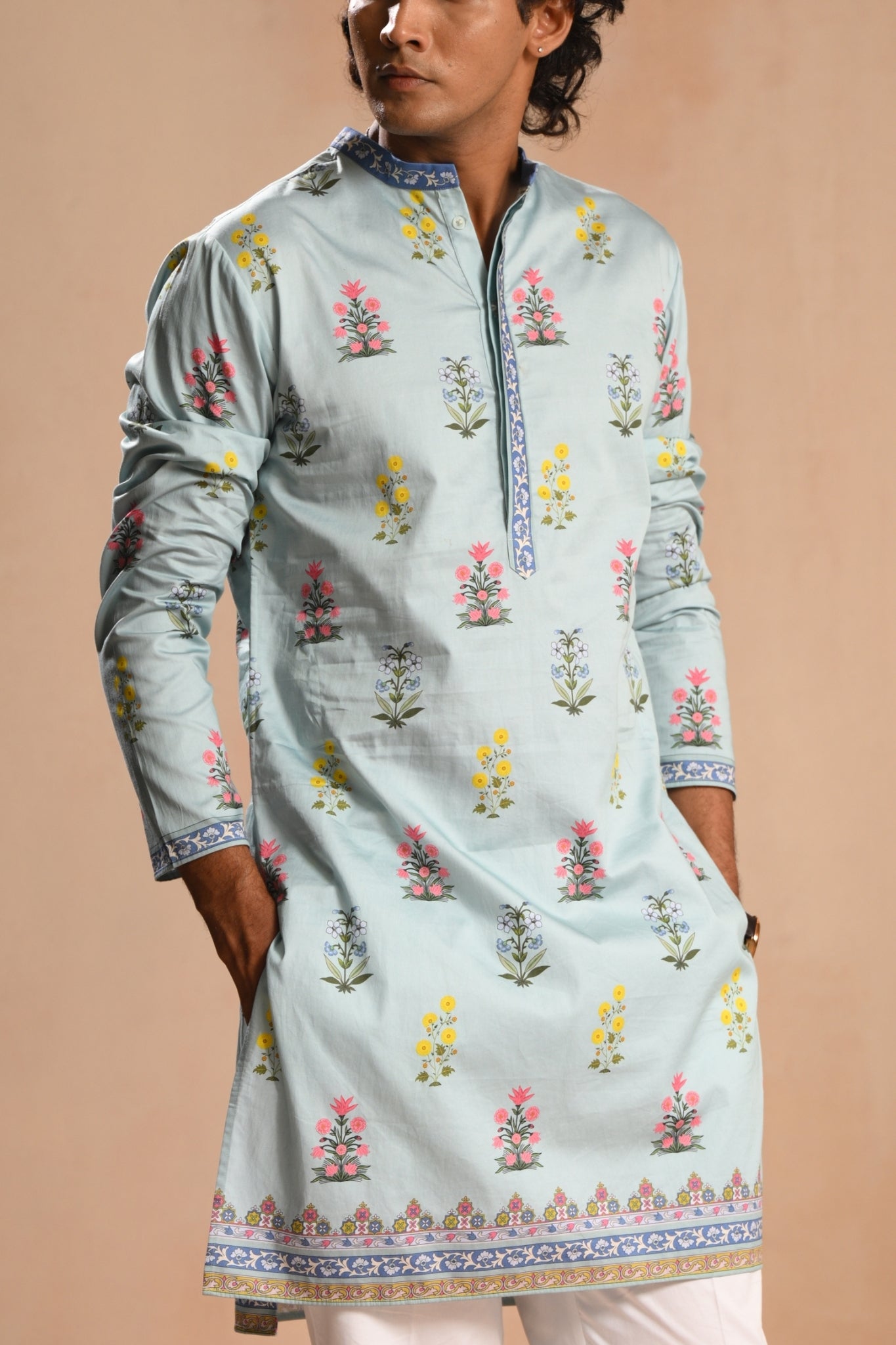 Sky Blue Bagh-e-Noor Kurta Pajama Set