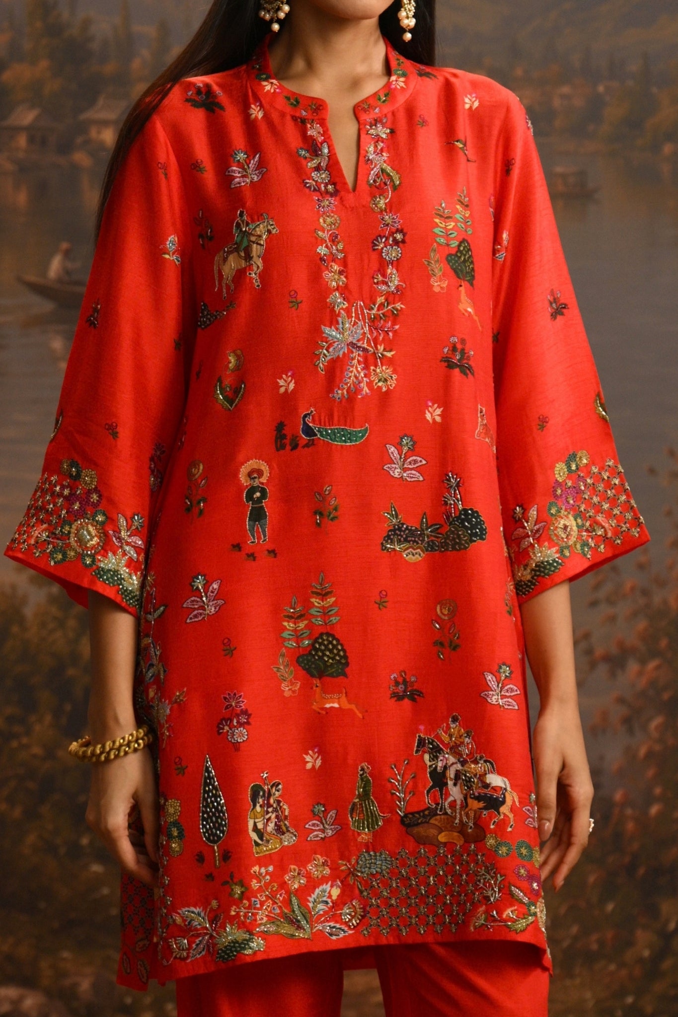 Laal Darbar Embroidered Kurta Set Taroob