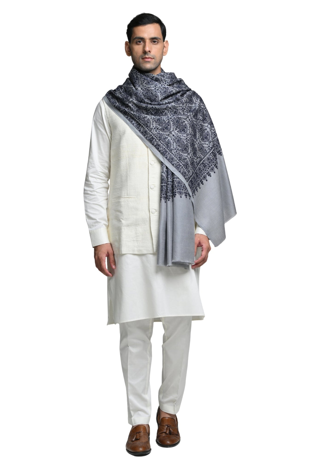 Taroob Kashmiri Sozni Fine Wool Stole