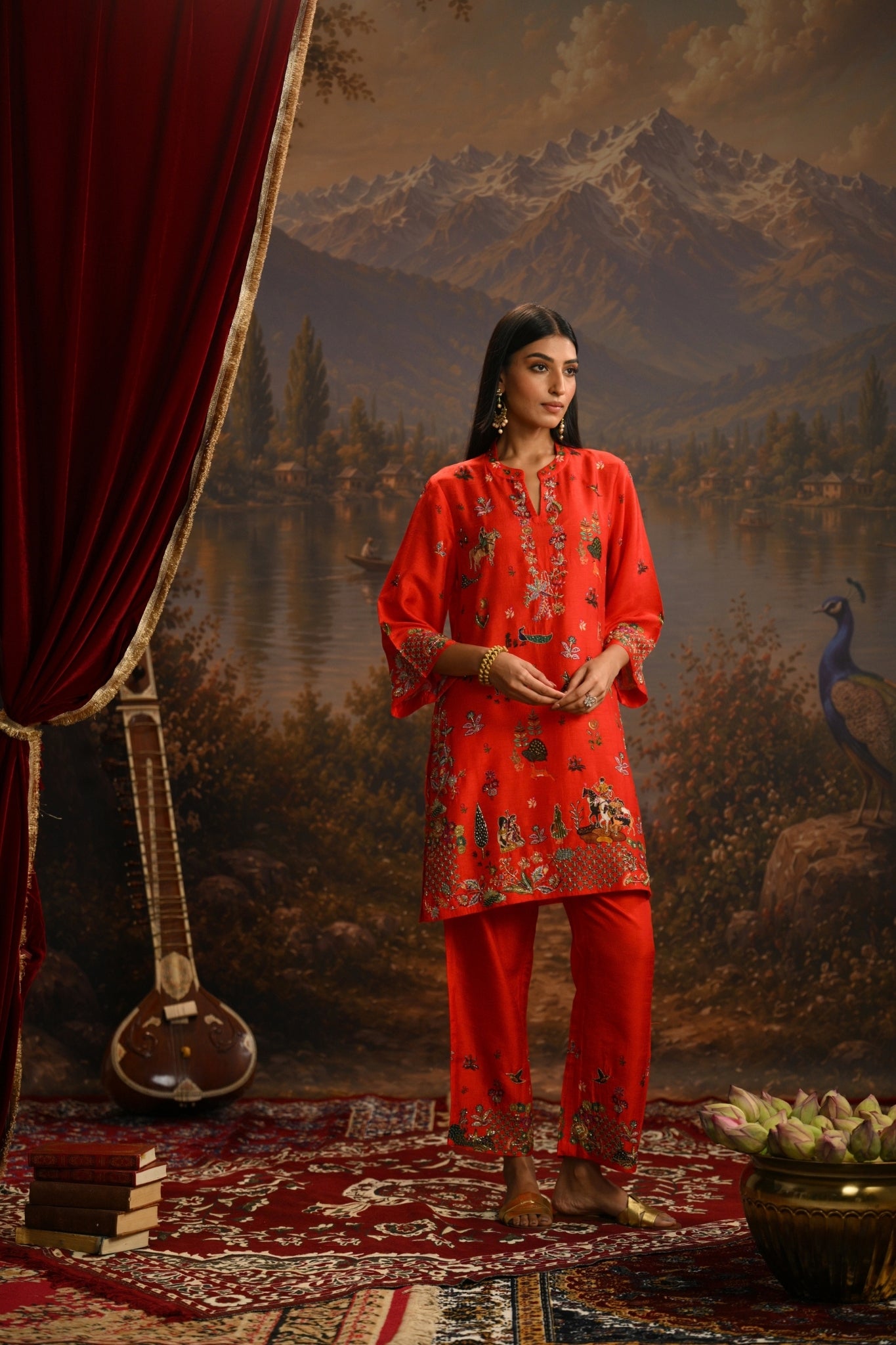 Laal Darbar Embroidered Kurta Set Taroob