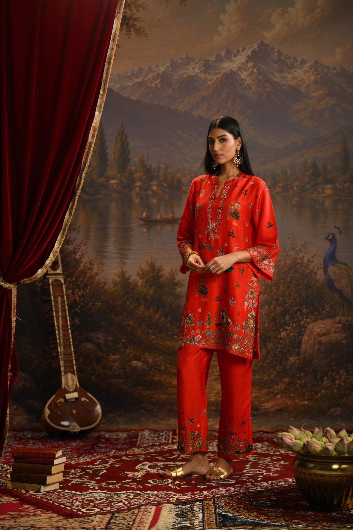 Laal Darbar Embroidered Kurta Set Taroob
