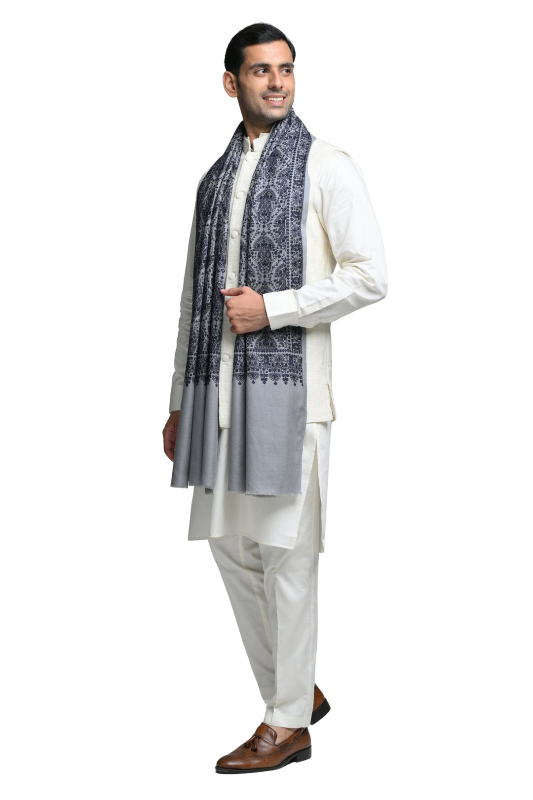 Taroob Kashmiri Sozni Fine Wool Stole