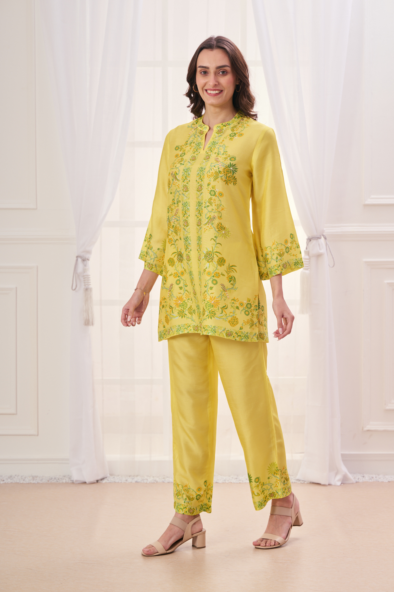 Taroob Silk Linen Embroidered Co-ord Set