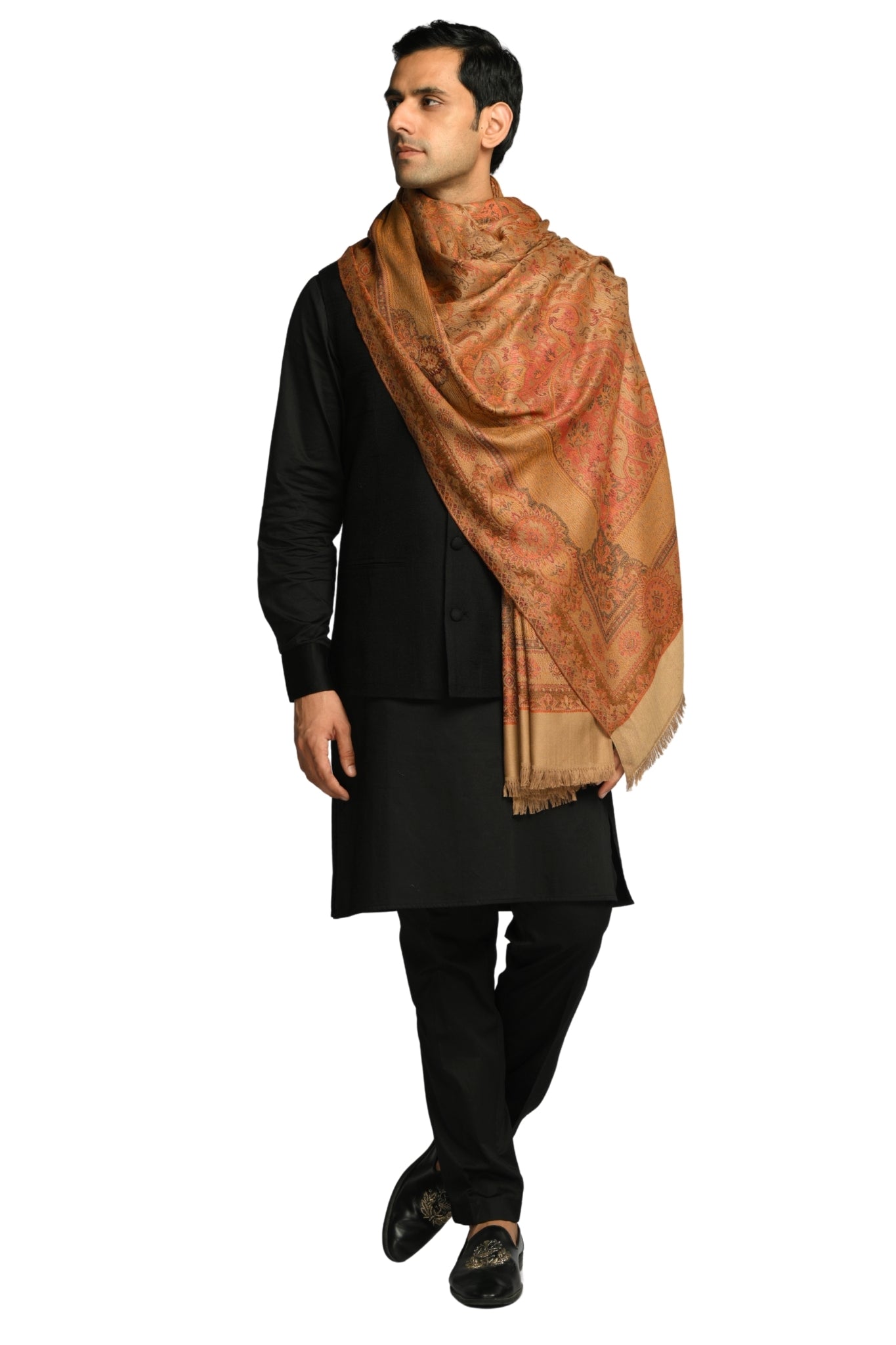 Taroob Faux Pashmina Antique Jamawar Shawl
