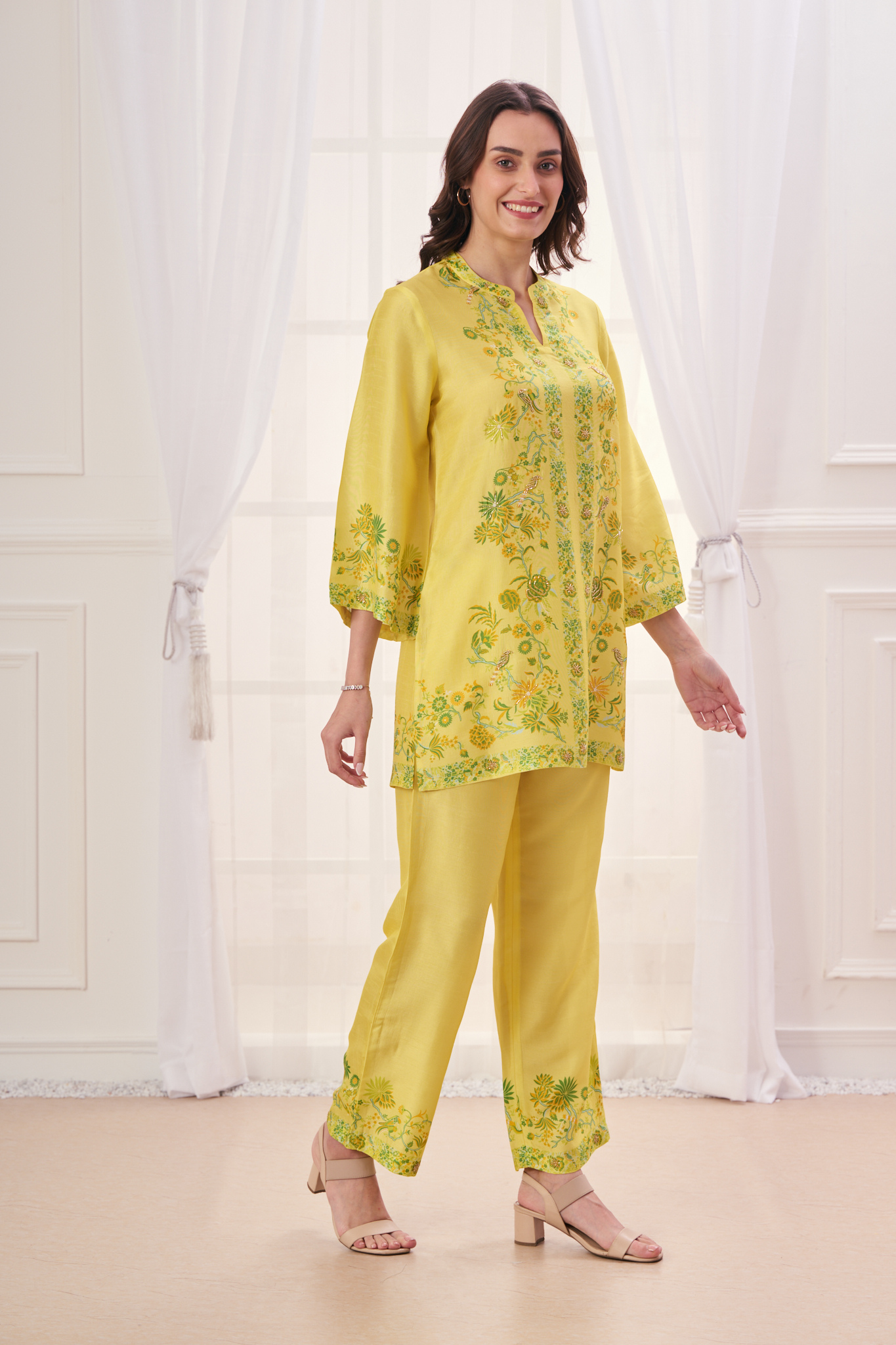 Taroob Silk Linen Embroidered Co-ord Set