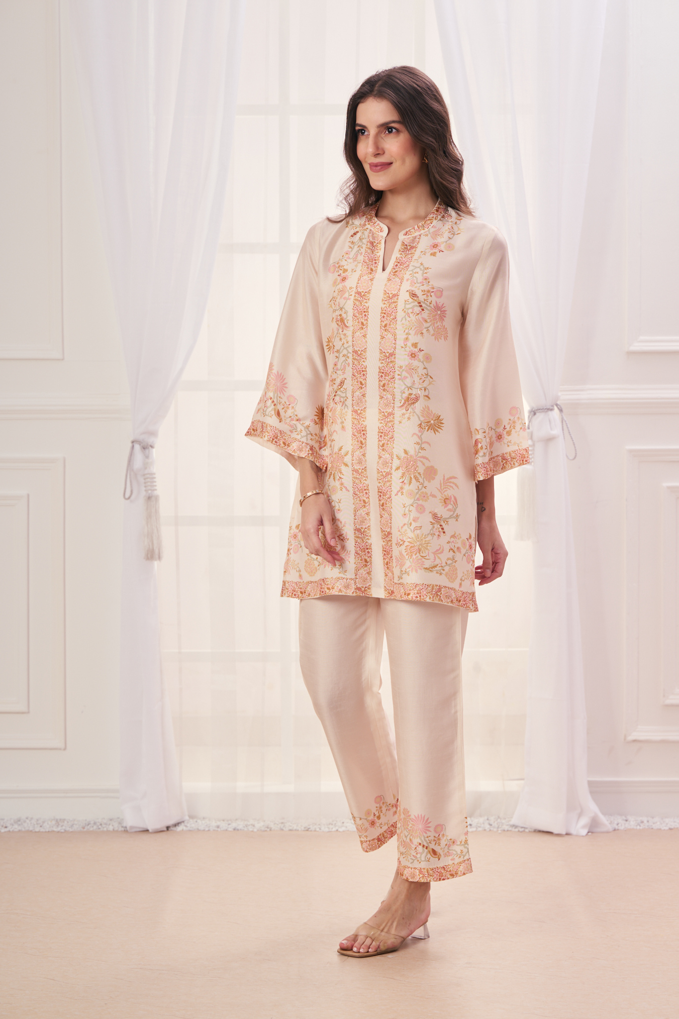 Taroob Royal Printed Silk Co-ord Set with Embroidery Highlights