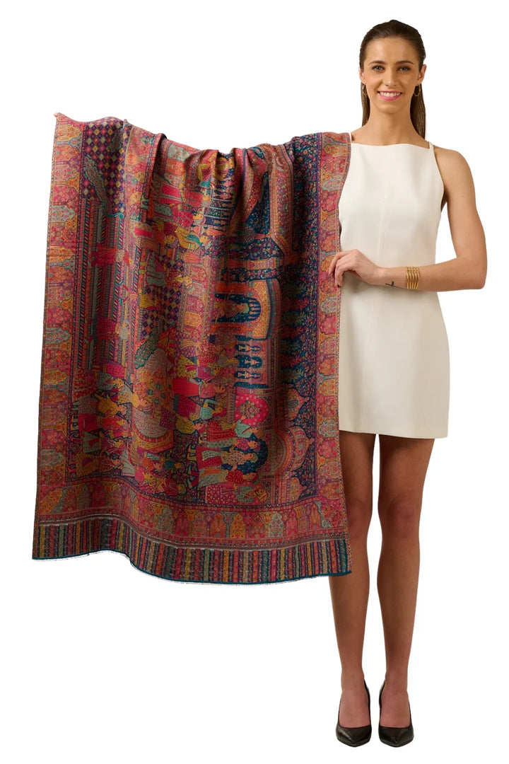 Taroob Gift Set of Royal Mughal Darbar Wool Kaani Shawl for Him or Her ( Unisex Shawl )