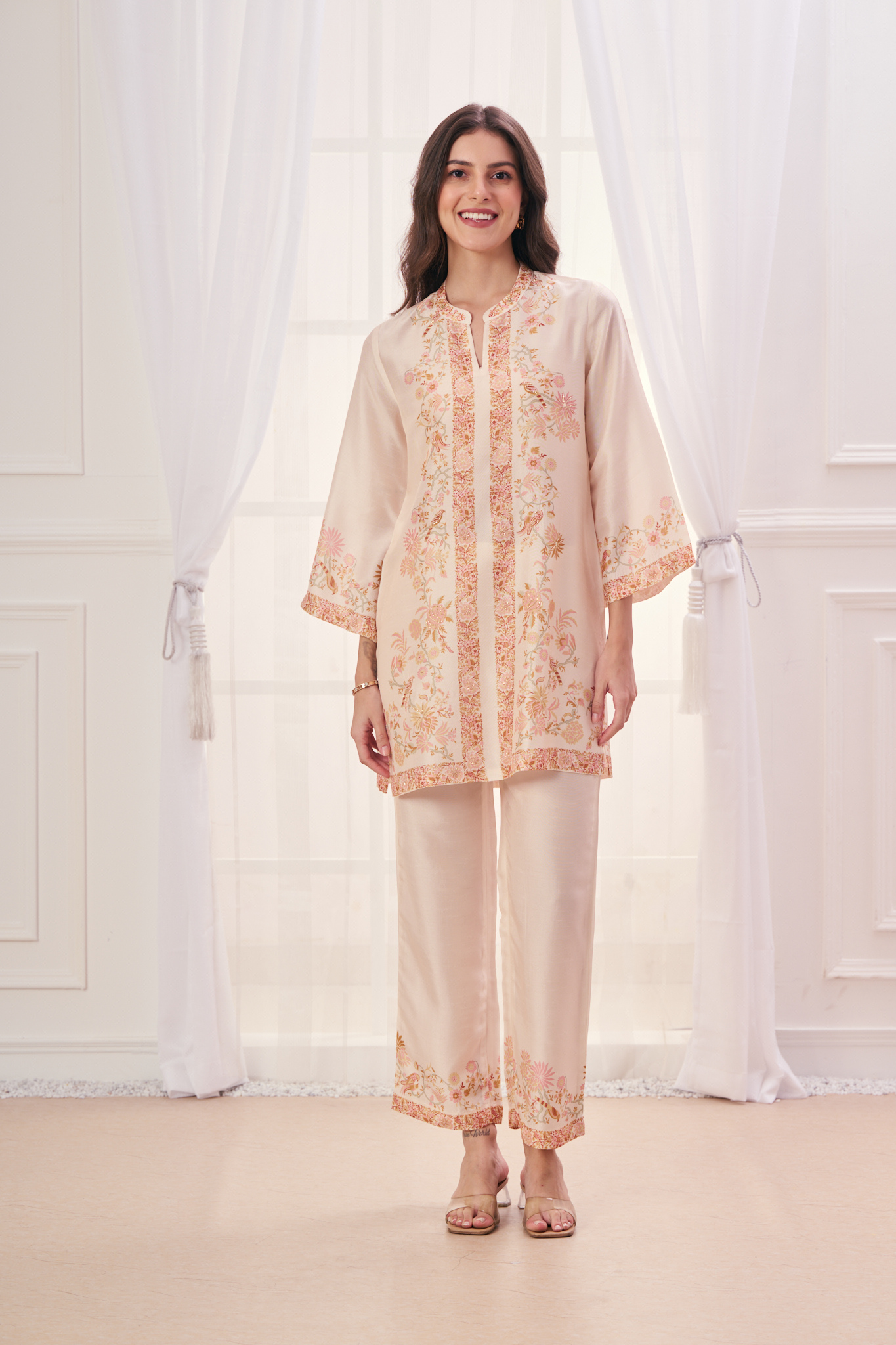 Taroob Royal Printed Silk Co-ord Set with Embroidery Highlights