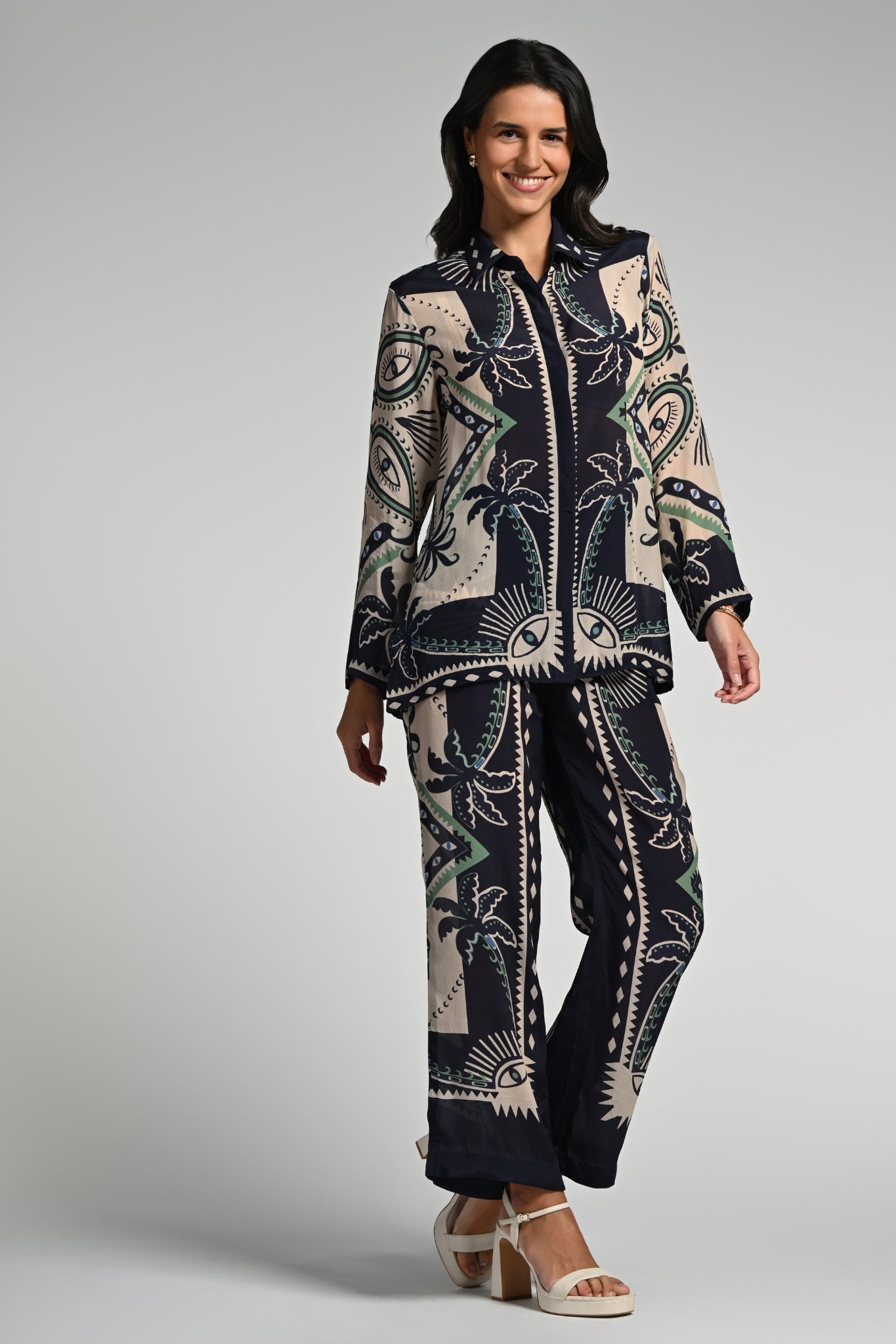 Geo Palms Co-ord Set – Women's Coords & Shirts – Alternate view | Taroob