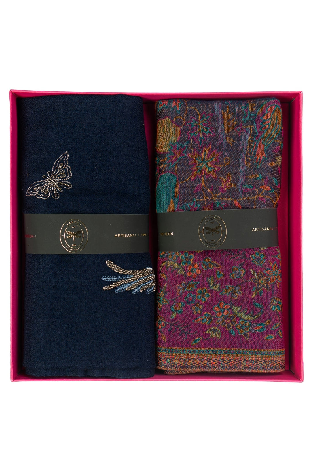 Taroob Couple Gift Set of Embroidered Stole for Her & Silk Stole for Him