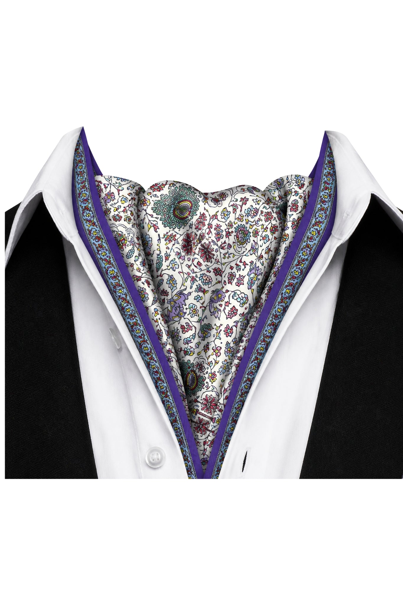 Taroob Kalamkari Print Silk Satin Cravat, Men’s Neck Tie
