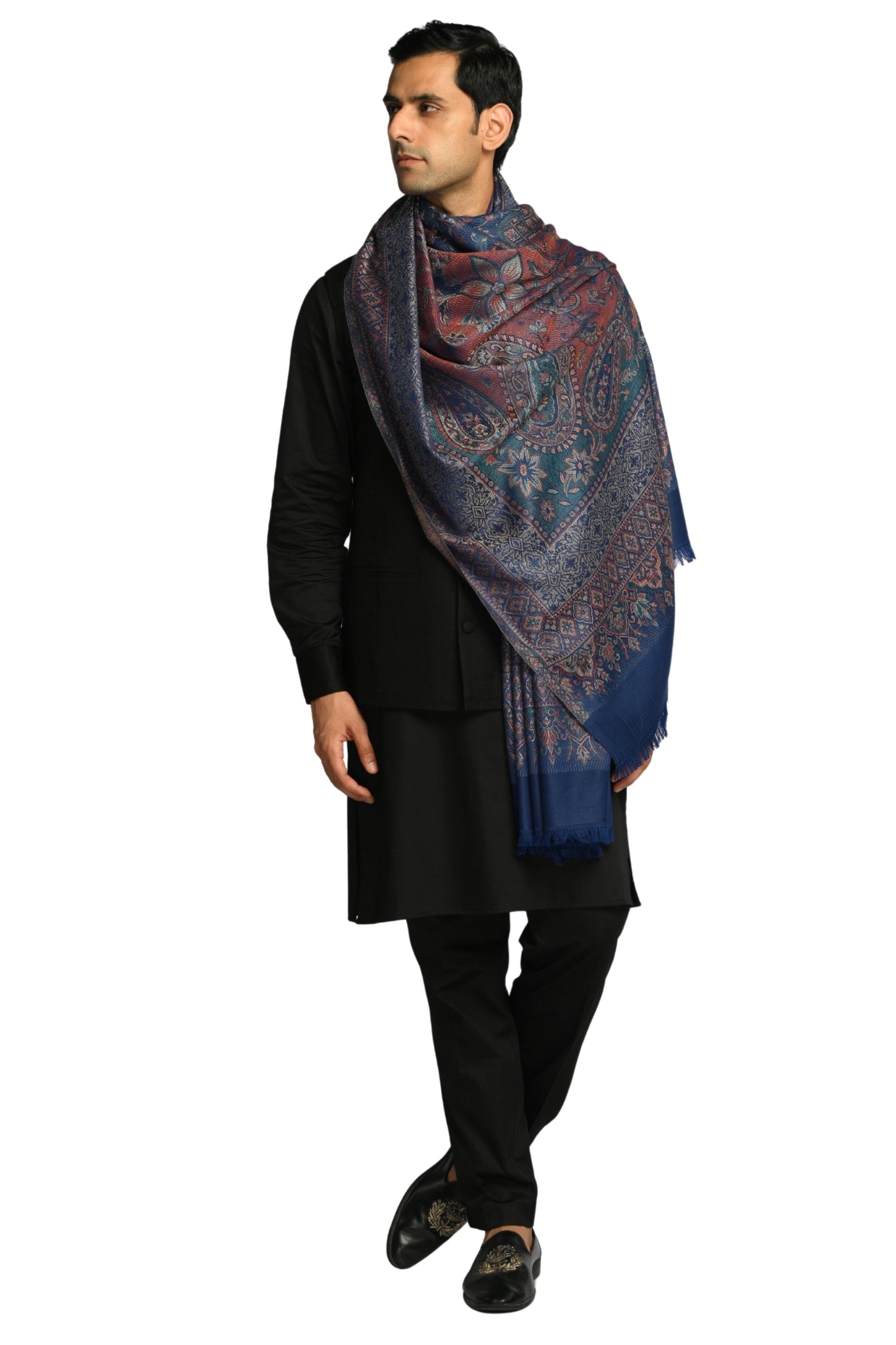 Taroob Faux Pashmina Antique Jamawar Shawl