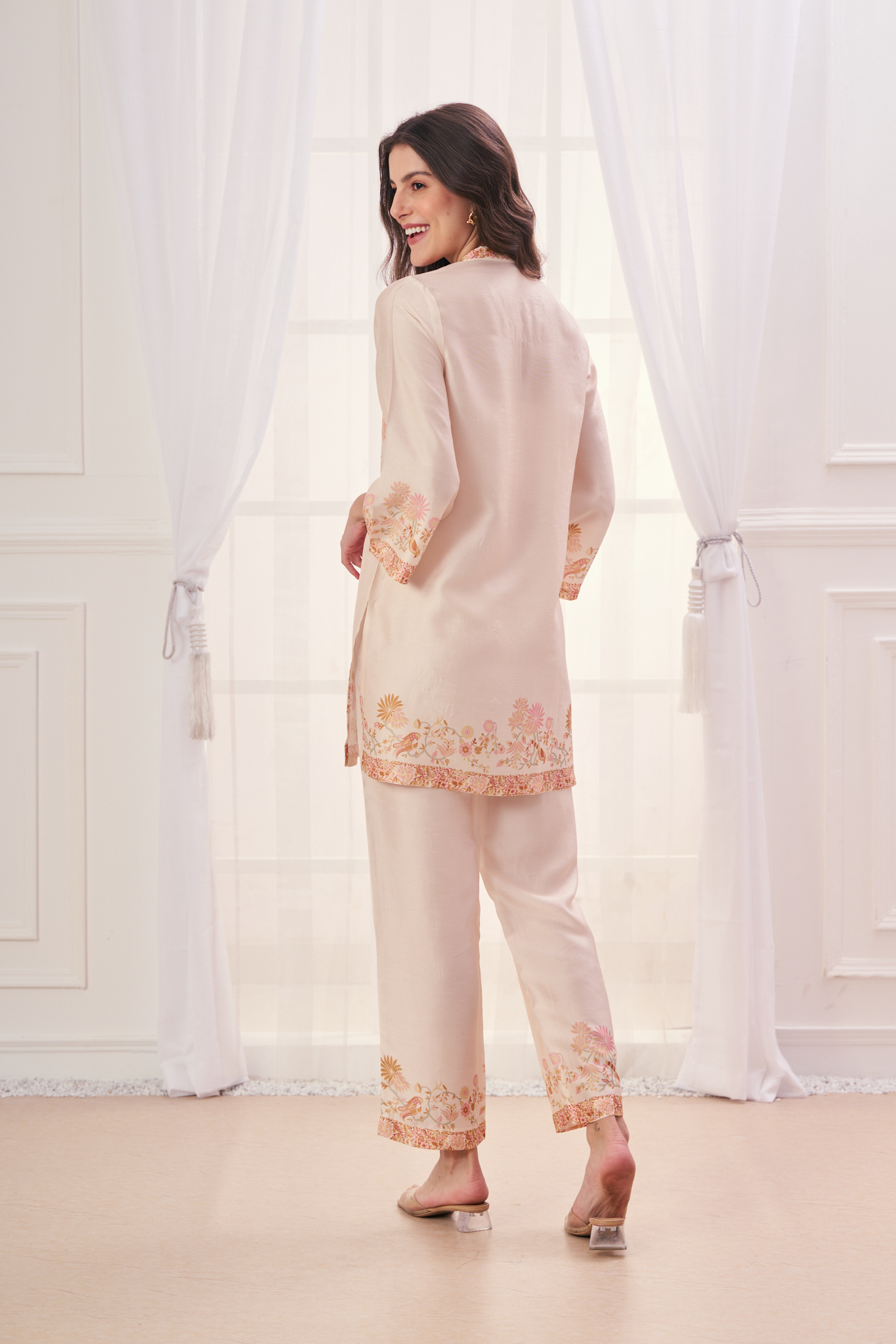 Taroob Royal Printed Silk Co-ord Set with Embroidery Highlights