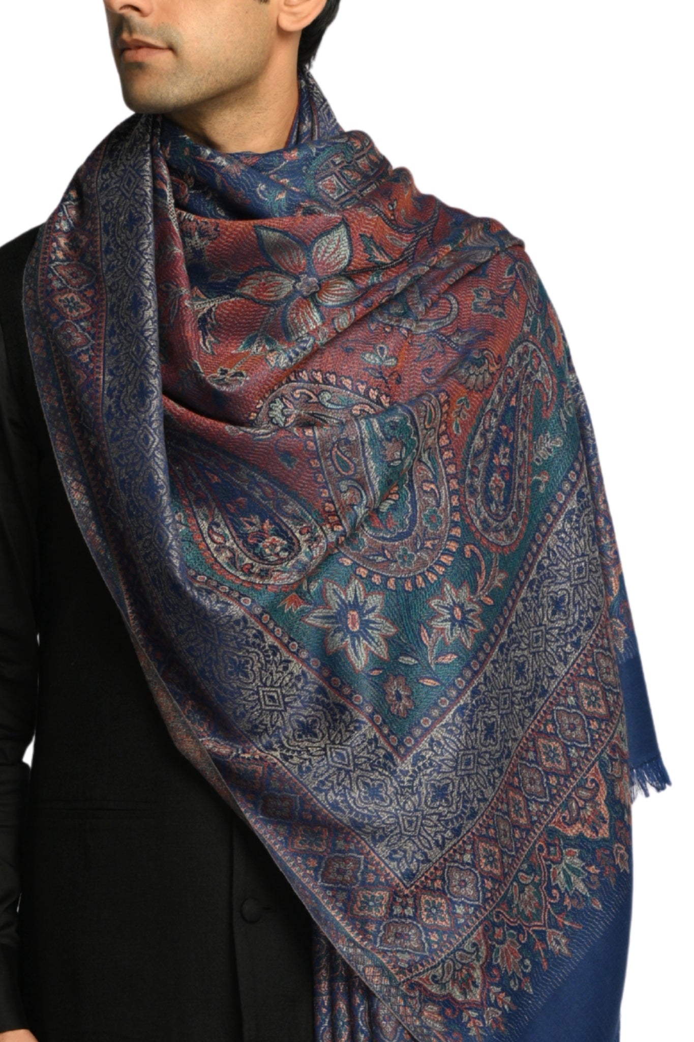 Taroob Faux Pashmina Antique Jamawar Shawl