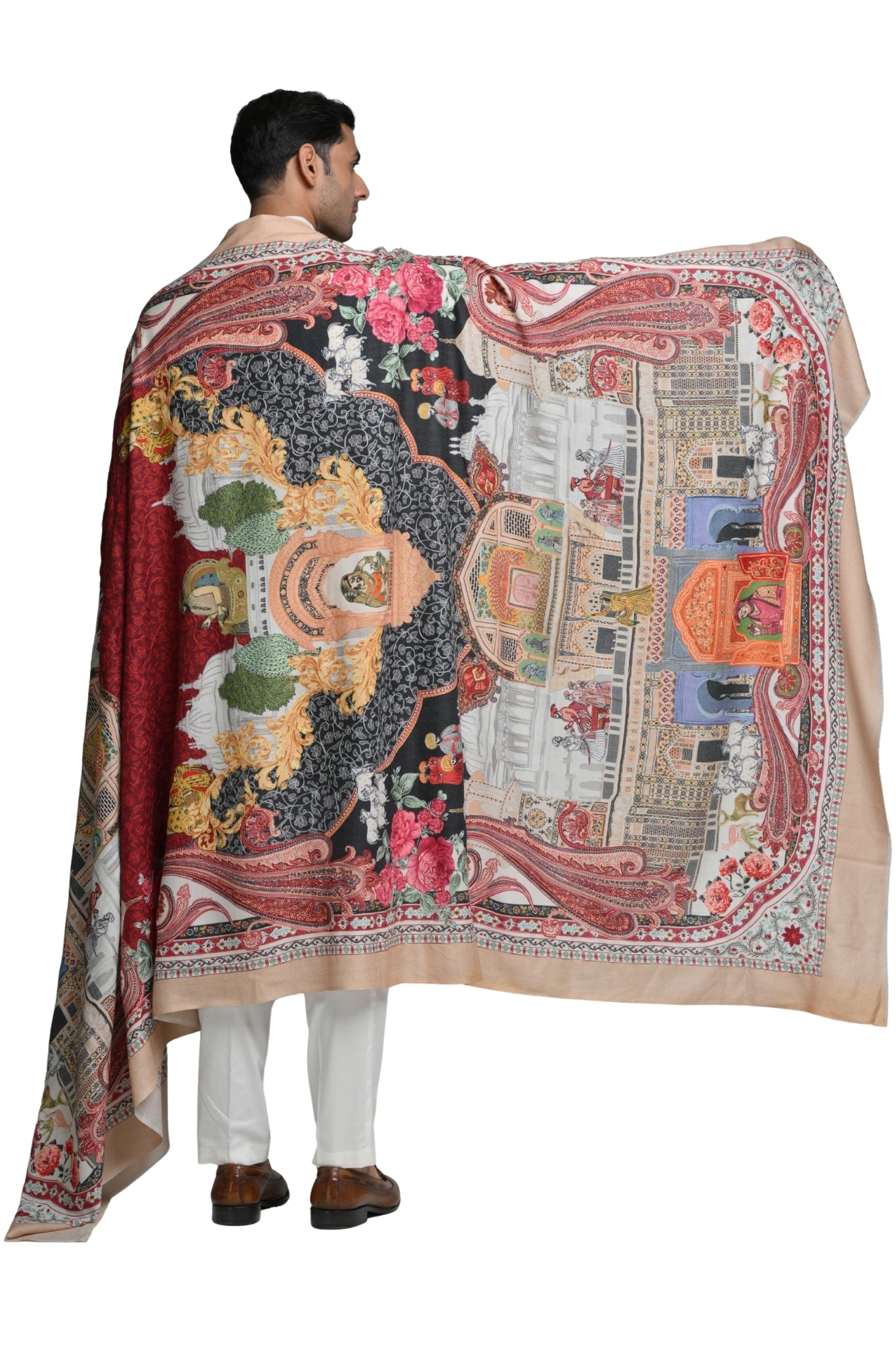 Taroob Raj-Mahal Wool Silk Embroidered Dusala