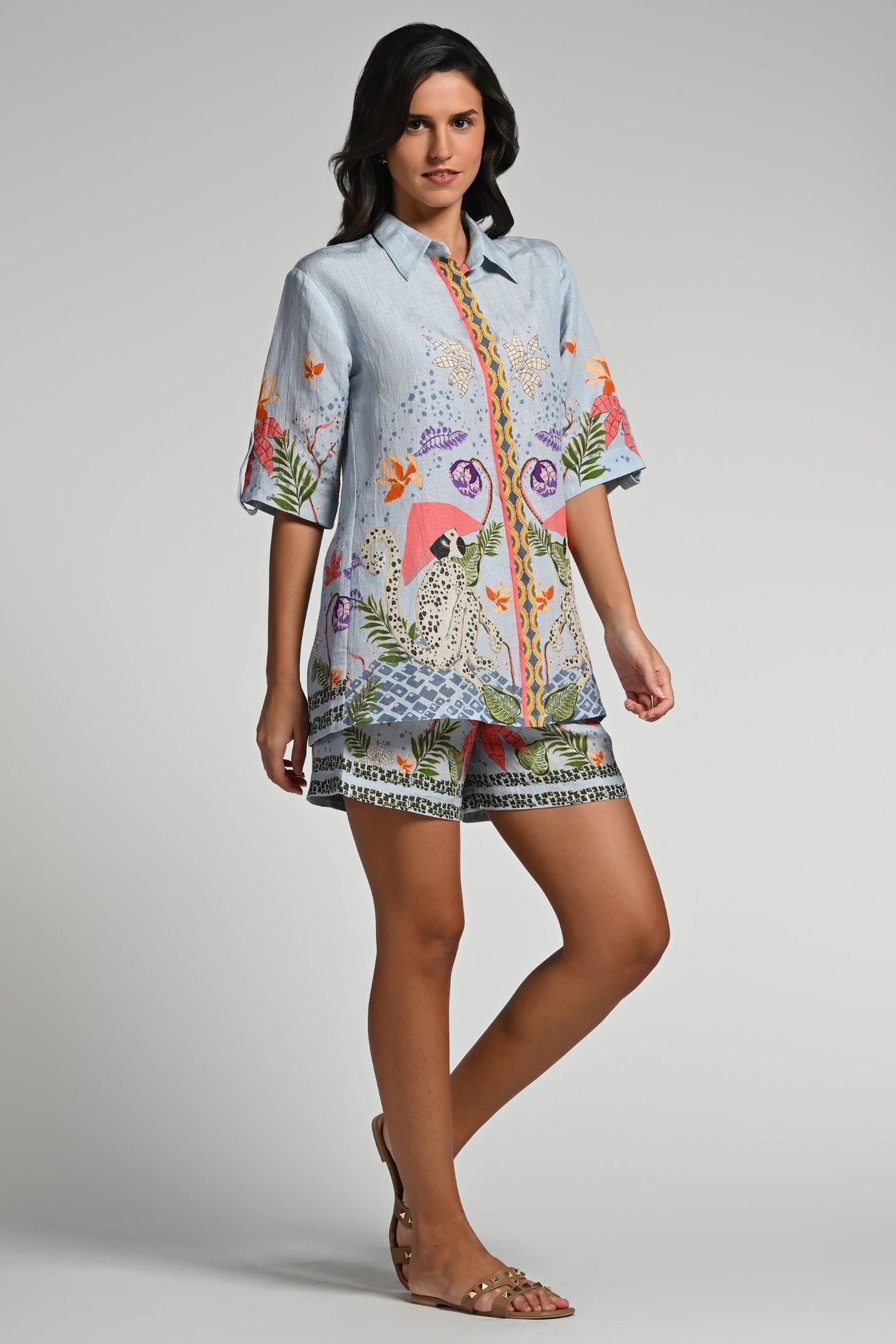 Taroob Monkey Pop Linen Shirt & Shorts Set