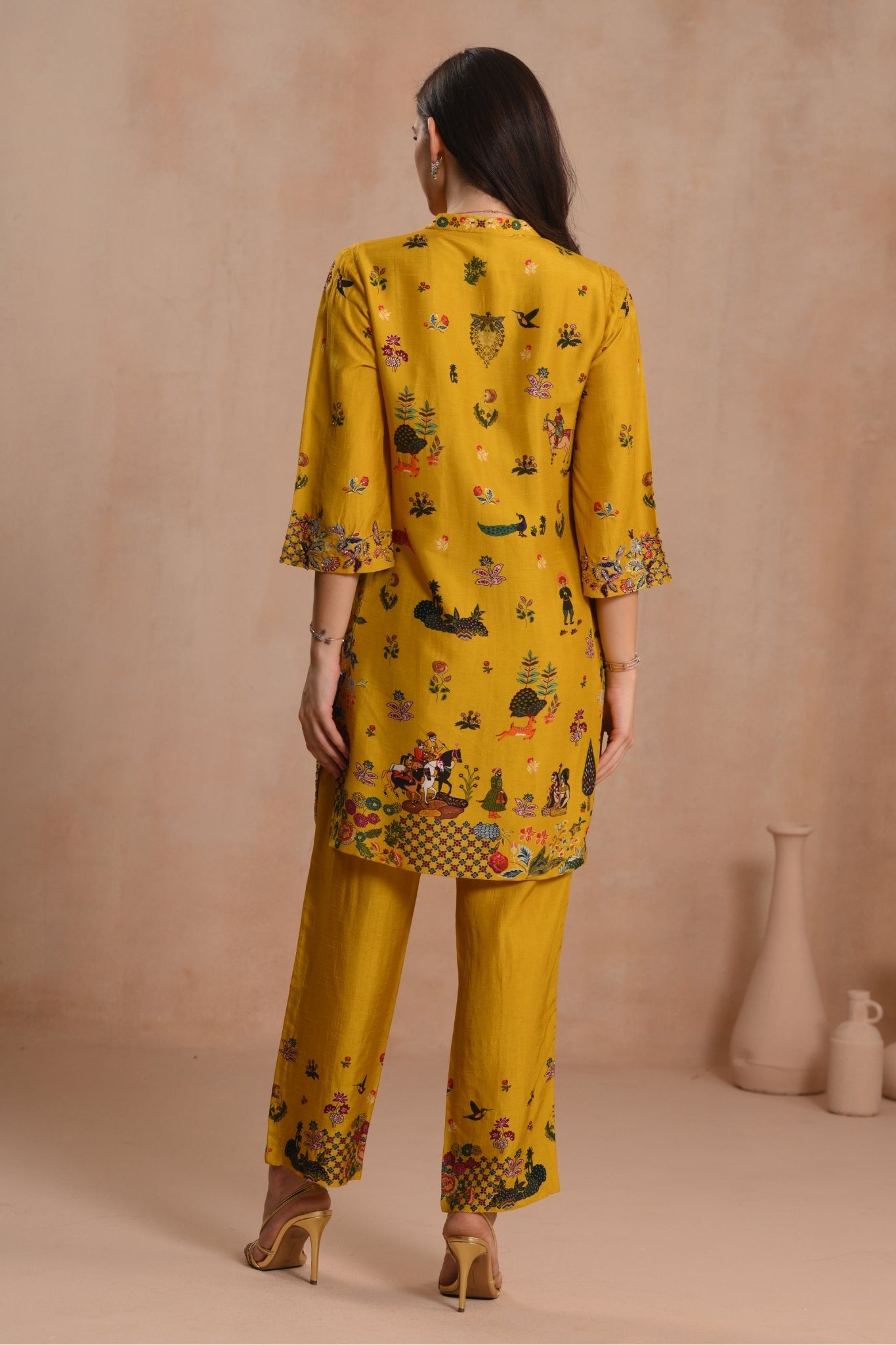 Women's Mustard Basant Darbar Embroidered Kurta Set Taroob