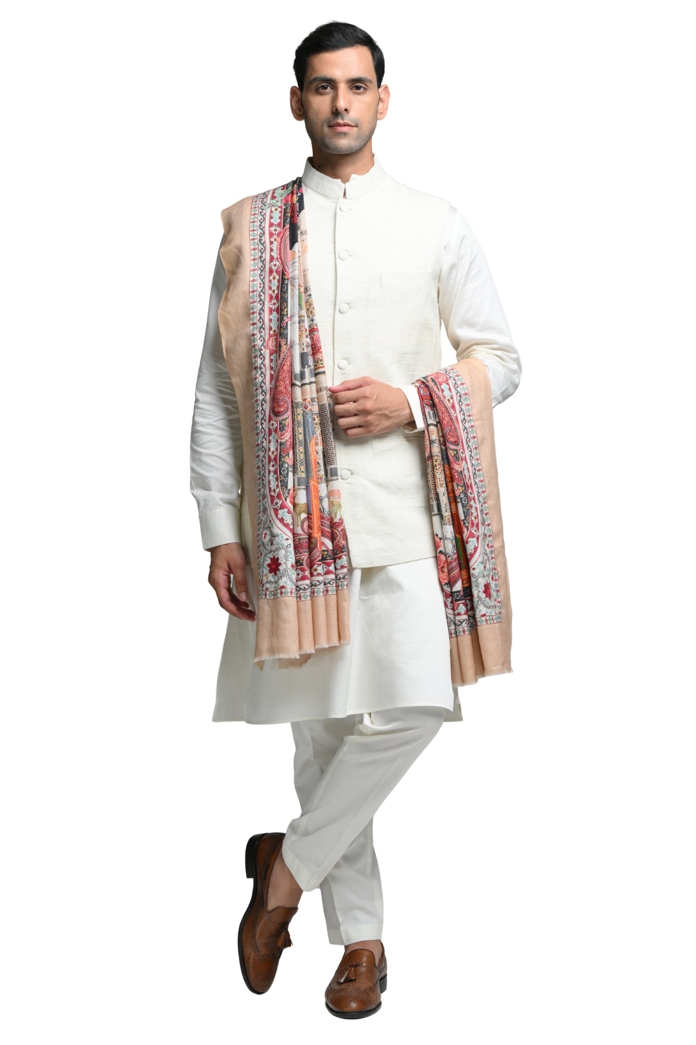 Taroob Raj-Mahal Wool Silk Embroidered Dusala